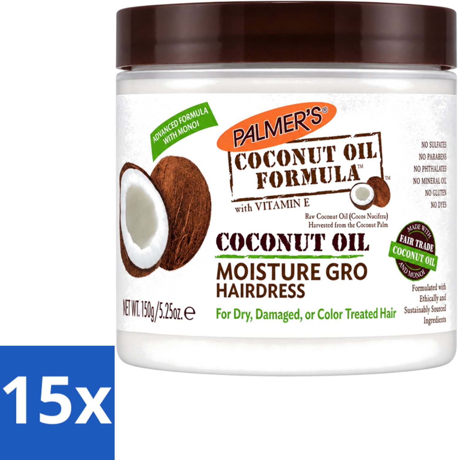 15 x Palmers - Coconut Oil - Crèmespoeling - 150 ml - Voordeelverpakking - 15 stuks