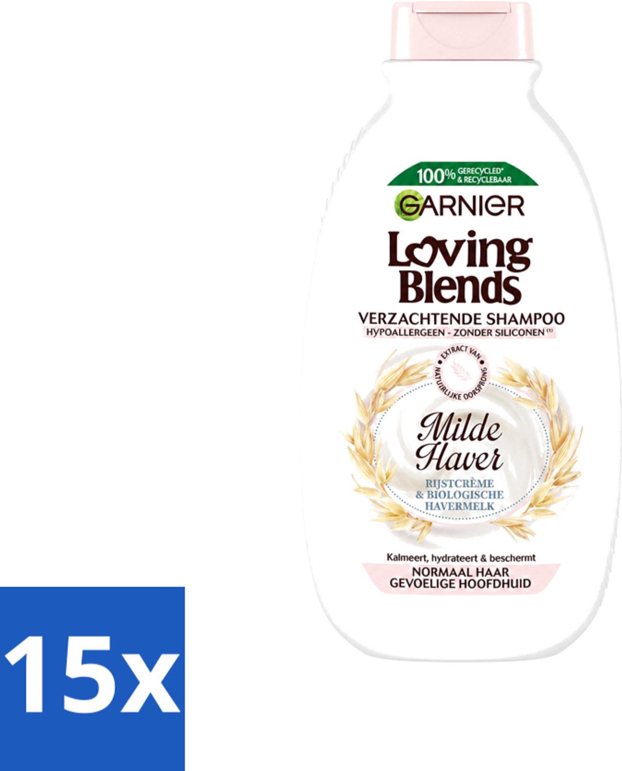 15 x Garnier - Loving Blends - Shampoo - Milde Haver - Normaal Haar & Gevoelige Hoofdhuid - 300 ml - Voordeelverpakking - 15 stuks
