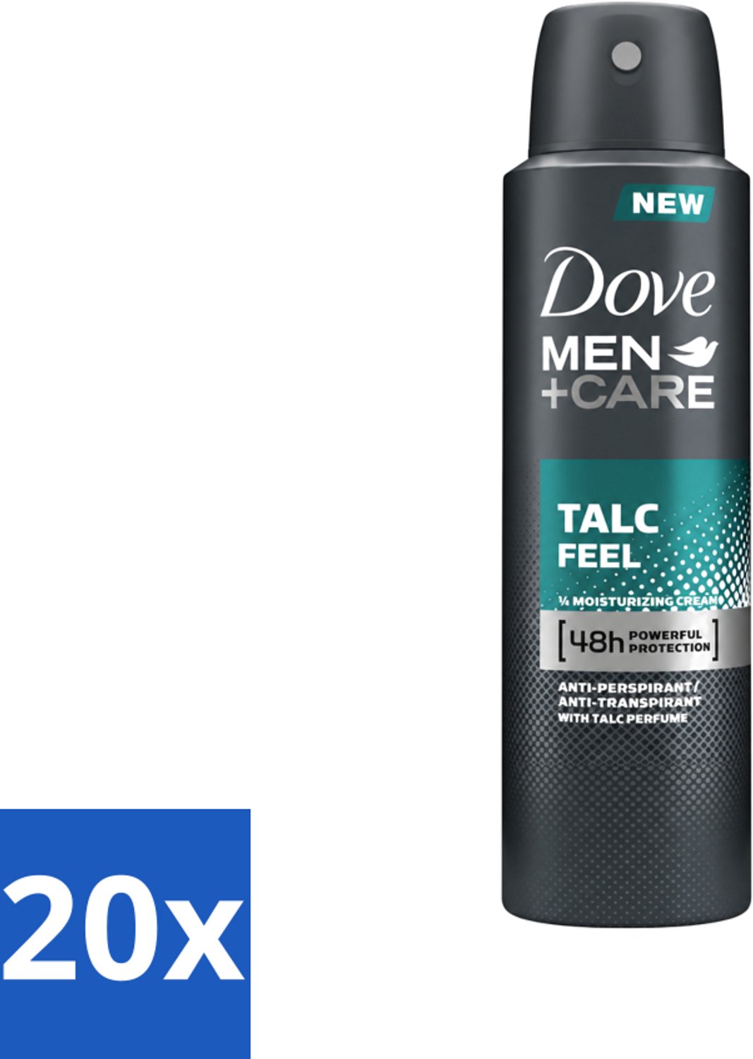 20 x Dove - Deodorant - Men Care Talc Feel - Zachte en verzorgende bescherming - 150 ml - Voordeelverpakking - 20 stuks