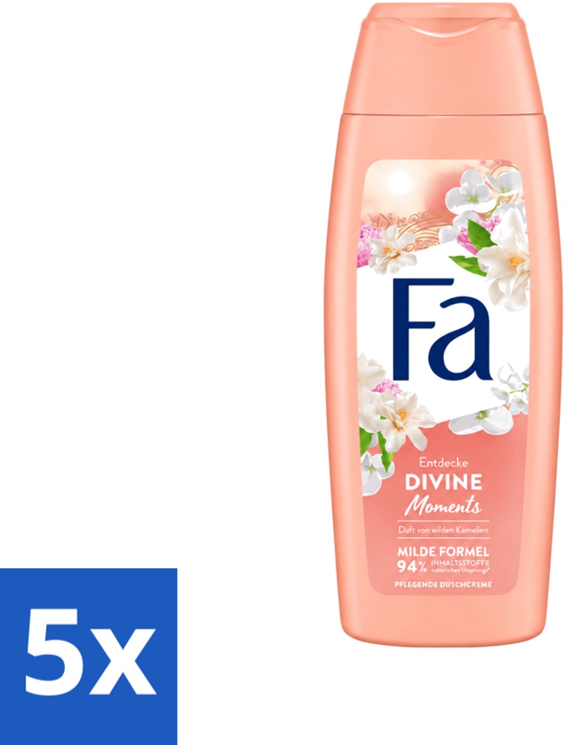 5 x Fa - Douchecrème - Divine Moments - Verzorgen & Voeden - Verfrissend - 250 ml - Voordeelverpakking - 5 stuks