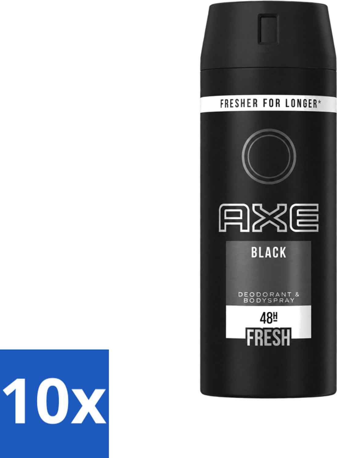 10 x Axe - Deodorant Bodyspray - 48hrs Fresh - Black - 150 ml - Voordeelverpakking - 10 stuks
