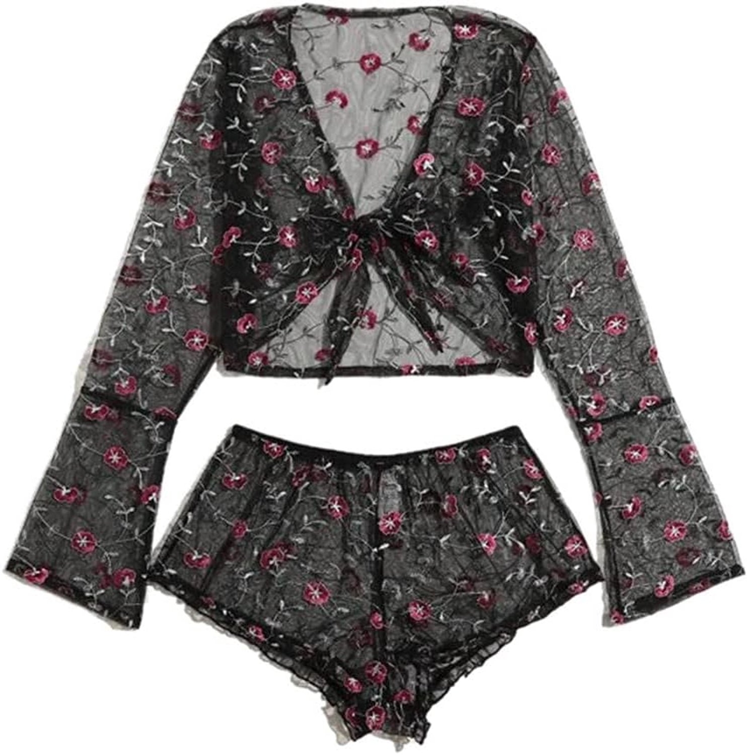 Sexy dames erotische lingerie Vrouwen Ondergoed Borduurwerk Perspectief Sexy Nachtkleding Lingerie set
