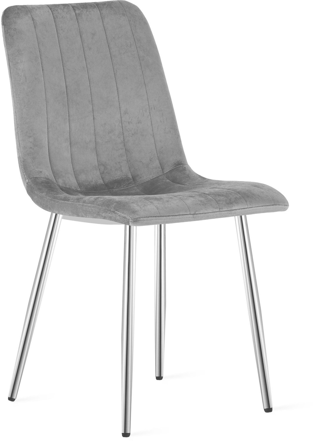 LEOBERT LAVA Eetkamerstoel – Lichtgrijs Velvet – Chromen Metalen Poten – Comfortabele en Ergonomische Zitting – Modern en Elegant Design – Geschikt voor Woonkamer, Keuken, Eetkamer en Slaapkamer – Max. 110 kg lichtgrijs / silver