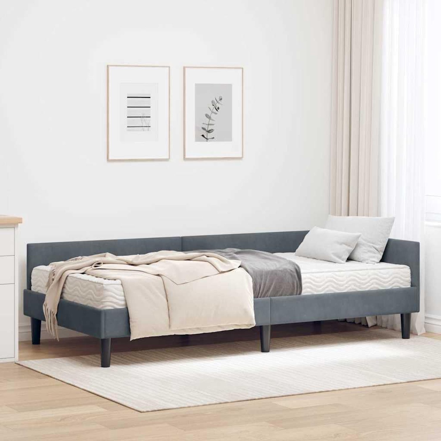 Hoekbedframe met matras moderne slaapkamerstijl 100x200 cm