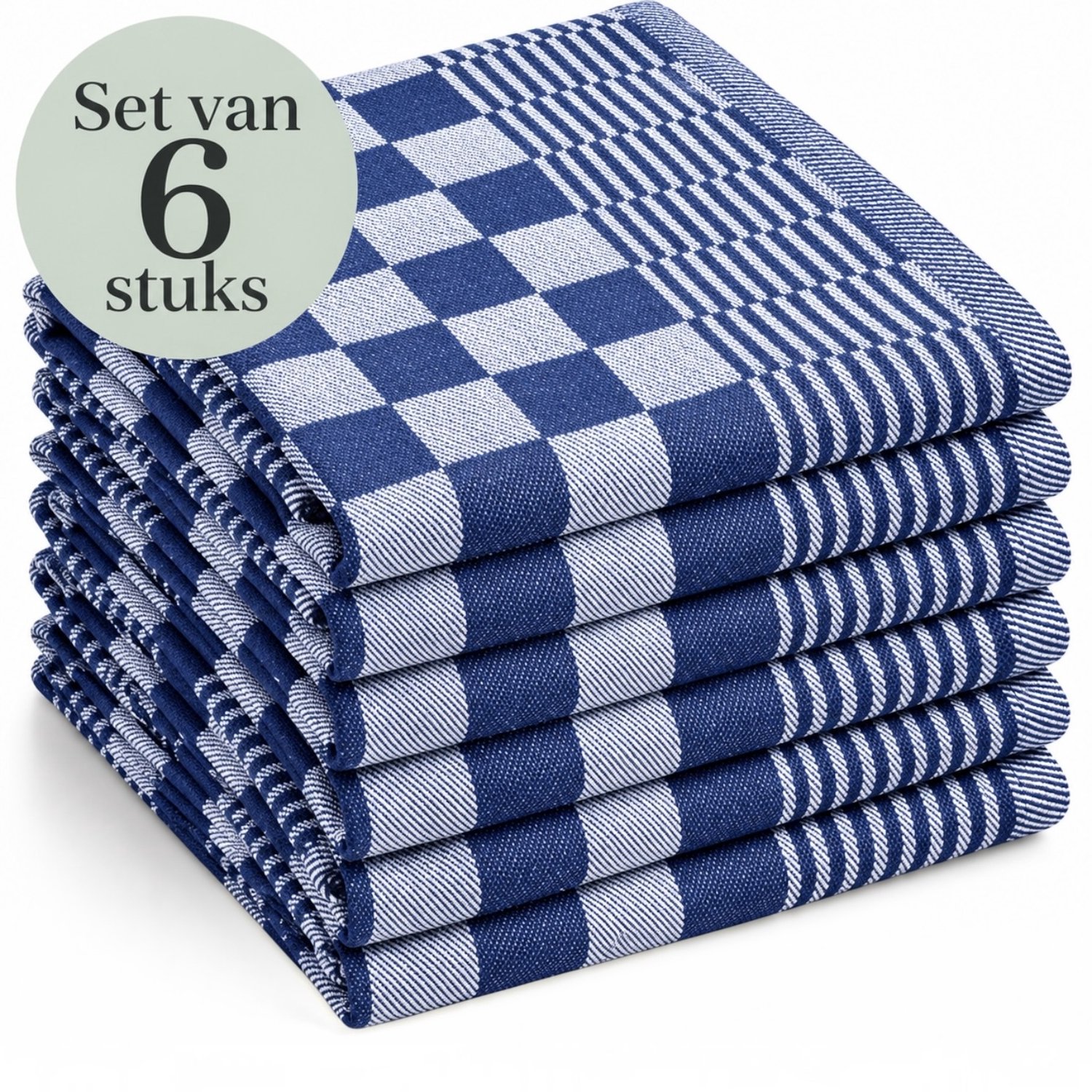 Bedsupplies Theedoeken - Geblokt - 100% Katoen - 65x65cm - 6 Stuks - Blauw