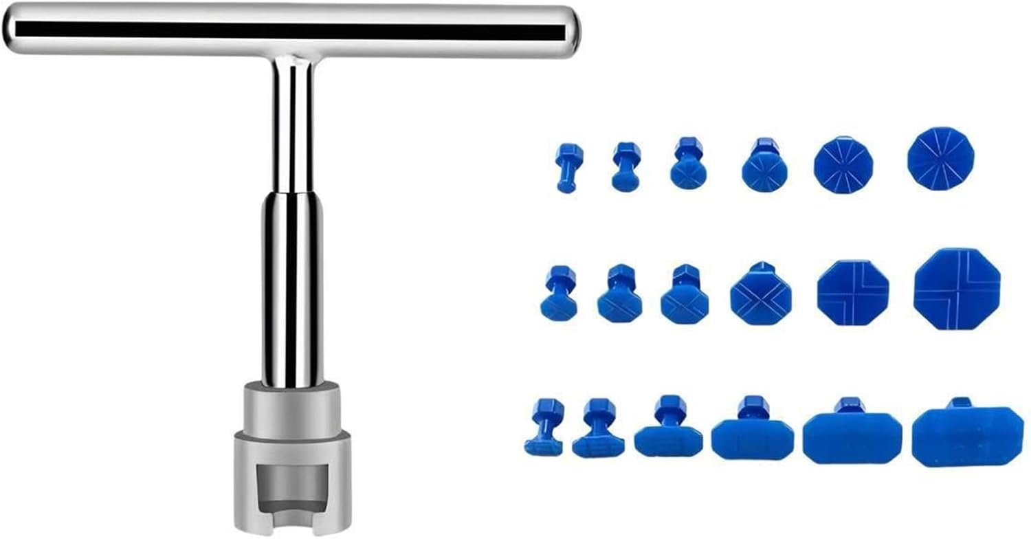 Car Plate Repair Kit - 18 Suction Cups - T-Bar Tool - Voor schade door hagel en deurdemping - Vemera