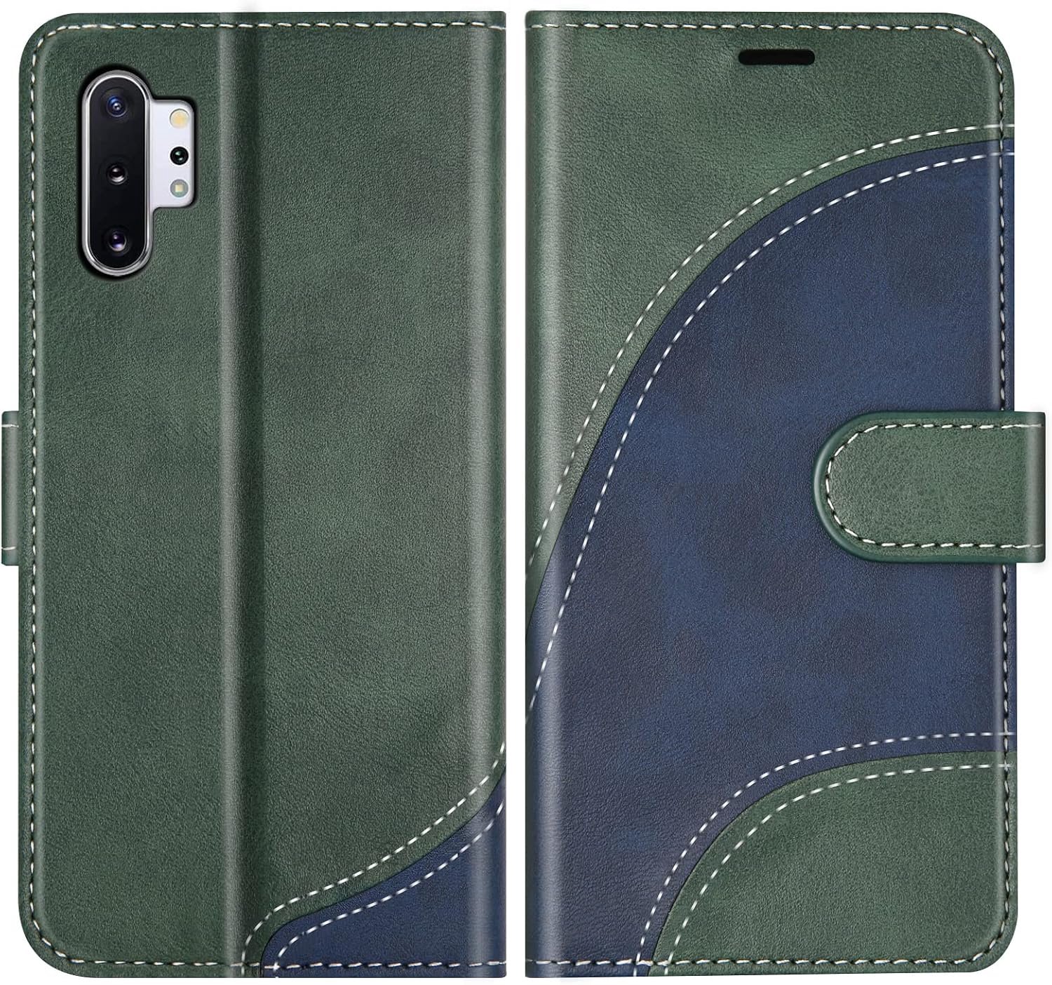 Hoesje voor Galaxy Note 10 Plus, PU Lederen Bookcase Portemonnee Beschermhoes Telefoonhoesjes, Flip Case Beschermhoesje voor Galaxy Note 10 Plus, Groen