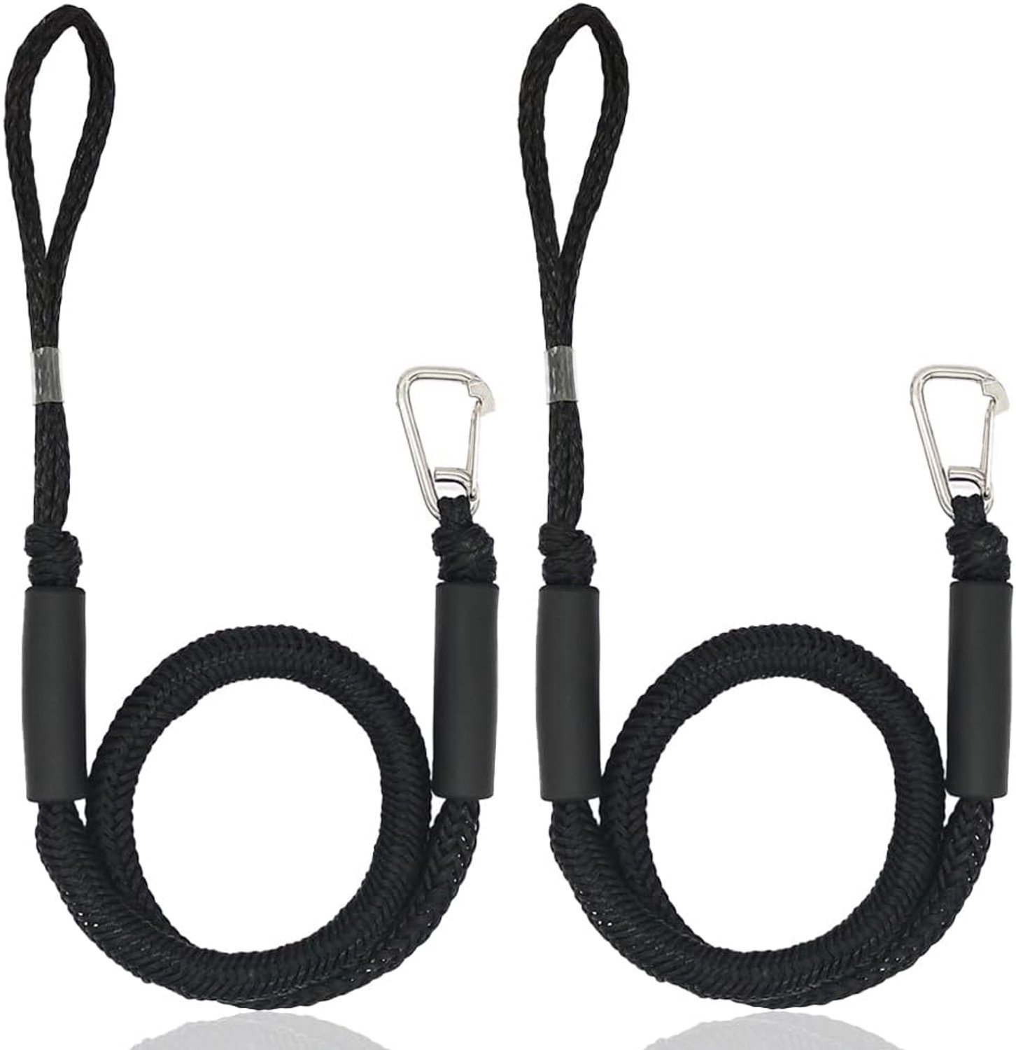 Bootaccessoires voor boten dok, dubbel gevlochten dokkoord, docklijn met haken, aanmeertouw voor boten, kajak, jetski, pontoon, kano (zwart)