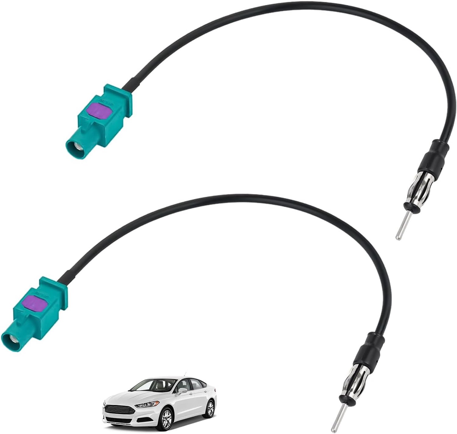 2 stuks auto-radio-antenne-adapter, Fakra stekker naar DIN-stekker, kabelverbinding, autoradio, compatibel met multimedia-autoradio, FM, AM, ontvangst, verbeterde HD-audio voor systemen en spelers