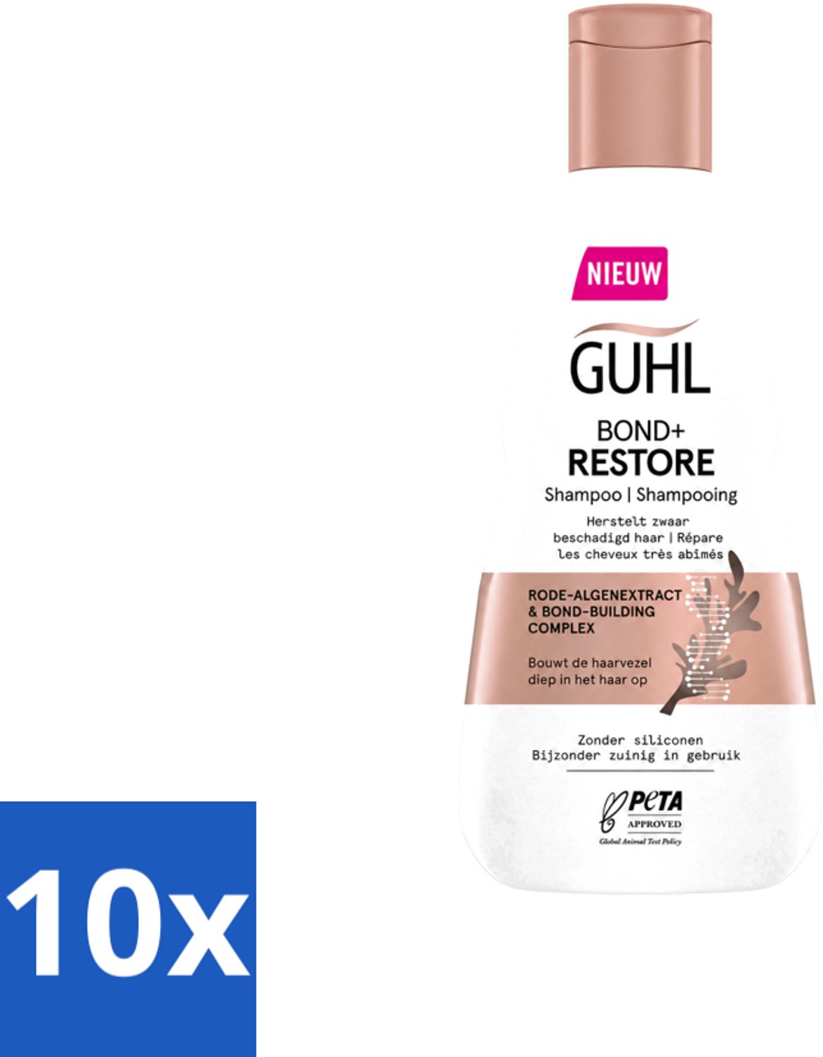 10 x Guhl - Shampoo - Bond+ Restore - 250 ml - Voordeelverpakking - 10 stuks