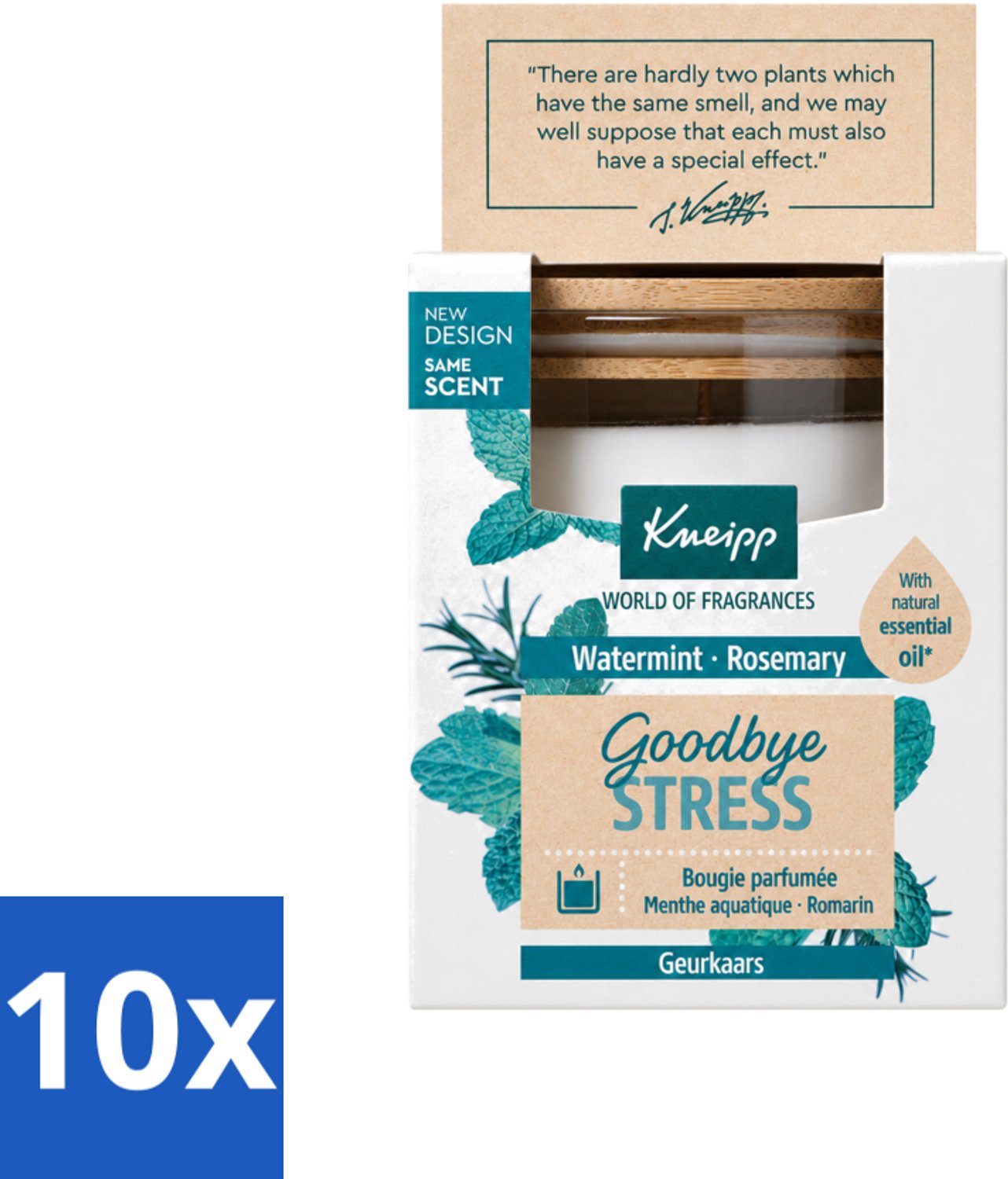 10 x Kneipp - Geurkaars - Goodbye Stress - Watermunt & Rozemarijn - 20 branduren - Voordeelverpakking - 10 stuks