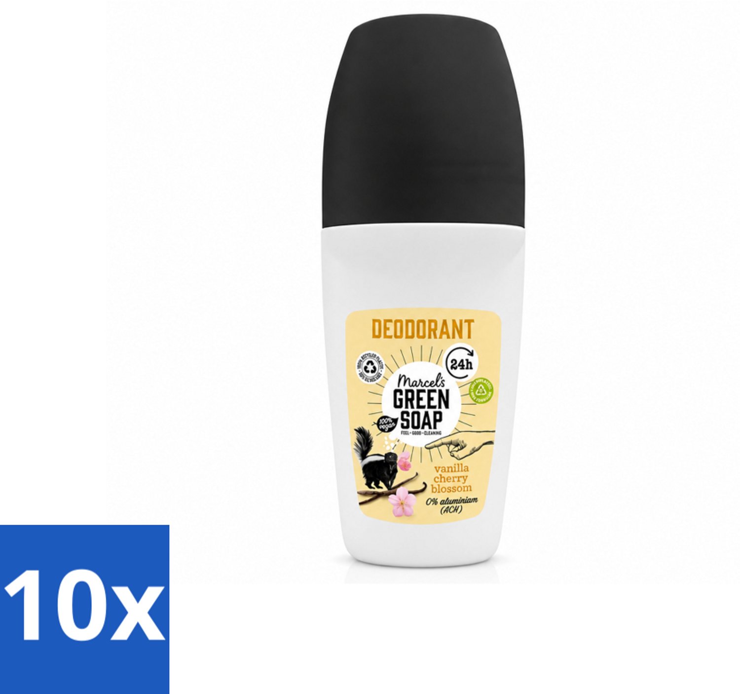 10 x Marcel's Green Soap - Deodorant Roller - Vanilla & Cherryblossom - Langdurige frisheid - 50 ml - Voordeelverpakking - 10 stuks