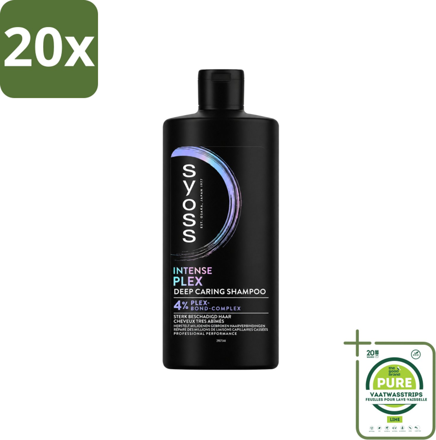20 x SYOSS - Plex - Shampoo - Langdurige Styling - 440ml - Grootverpakking - Vaatwasstrips - Beschadigd Haar Herstellen - Haar Herstel Shampoo - Plex Bond Complex - Krachtig Haar - Gezond Haar
