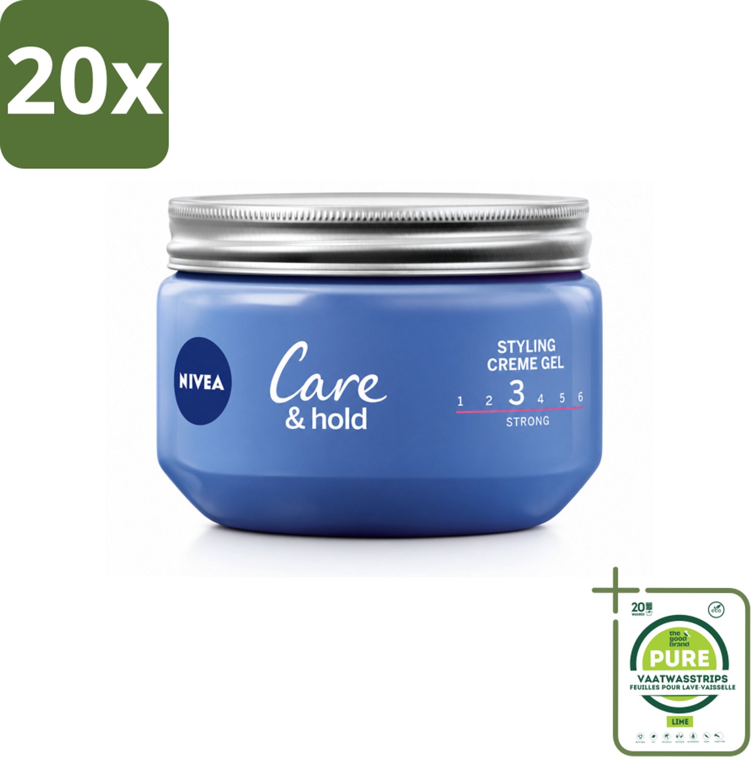 20 x NIVEA - Stylingscrèmegel - Verzorging & Stevigheid - Reinigt Onmiddellijk De Poriën - 150 ml - Grootverpakking - Vaatwasstrips - Haarkruid - Haarkruid Gel - Haarkruid Crème - Haarkruid Styling - Haarkruid Fixatie