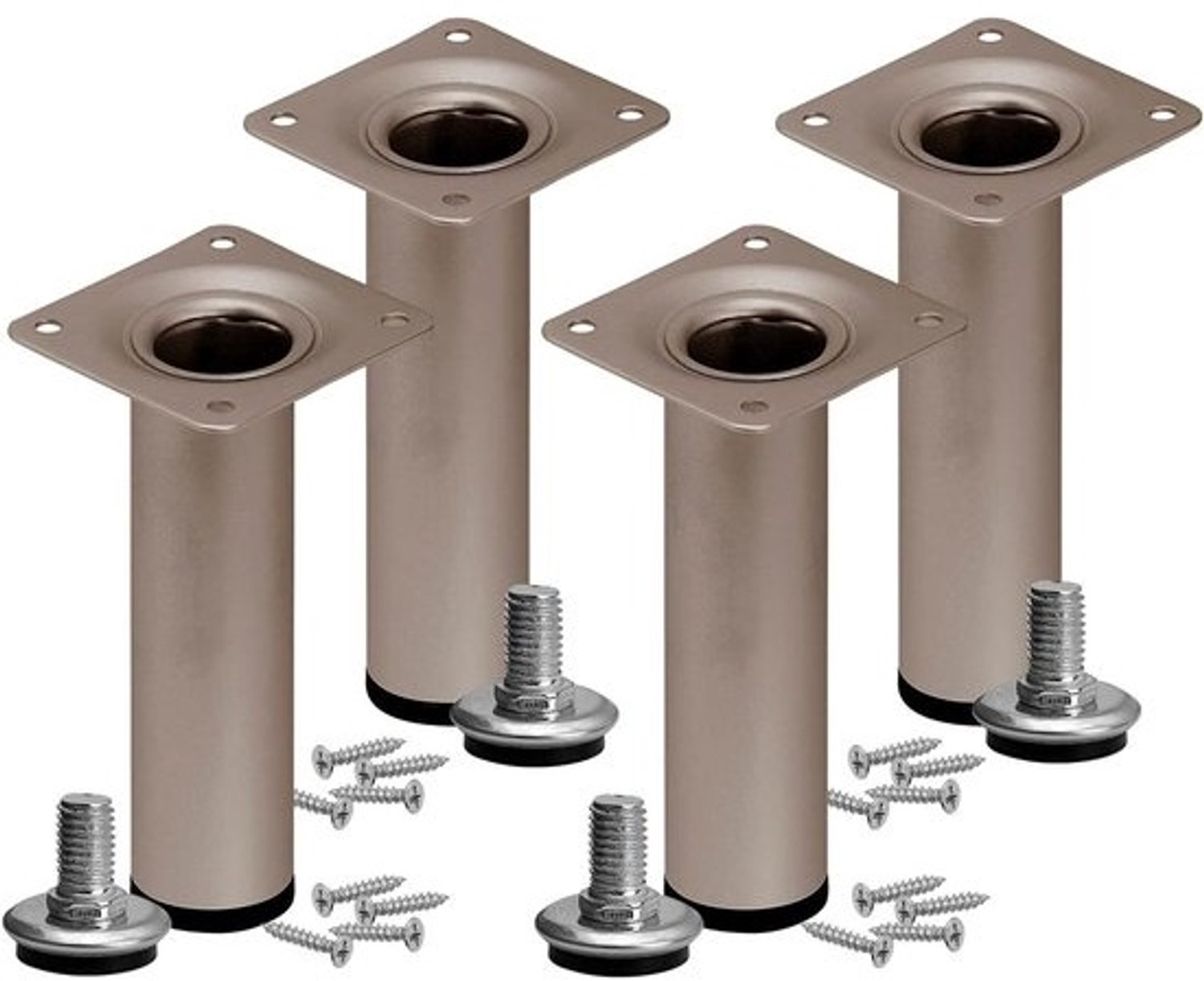 Set meubelpoten - Bank- en tafelpoten - Meubels verhogen - In hoogte verstelbaar - 12 cm - Mat roestvrij staal