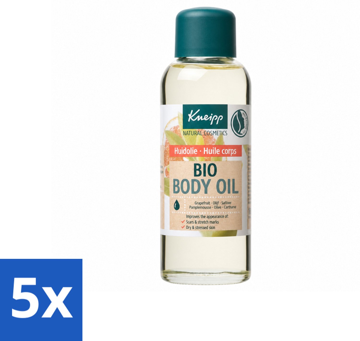 5 x Kneipp - Huidolie - Bio - Voor striae & littekens - 100 ml - Voordeelverpakking - 5 stuks