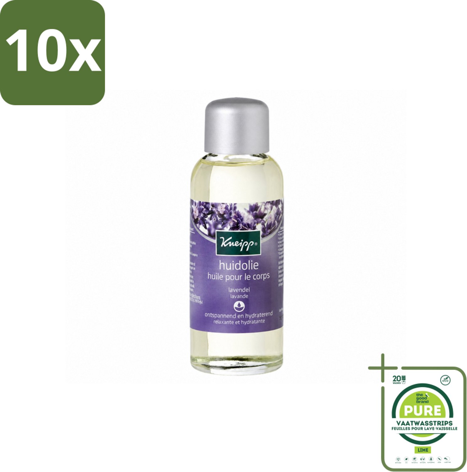 10 x Kneipp - Huidolie - Relaxing - Lavendel - Trekt snel in - 100 ml - Grootverpakking - Vaatwasstrips - Ontspanning - Huidverzorging - Lavendelolie - Natuurlijke Oliën - Vitamine A En E