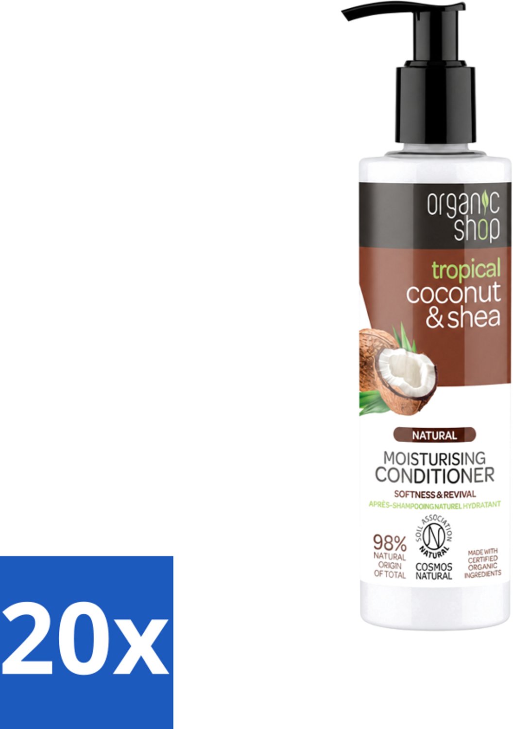 20 x Organic Shop - Coconut & Shea Conditioner - Verzorgend en Voedend - 280 ml - Voordeelverpakking - 20 stuks