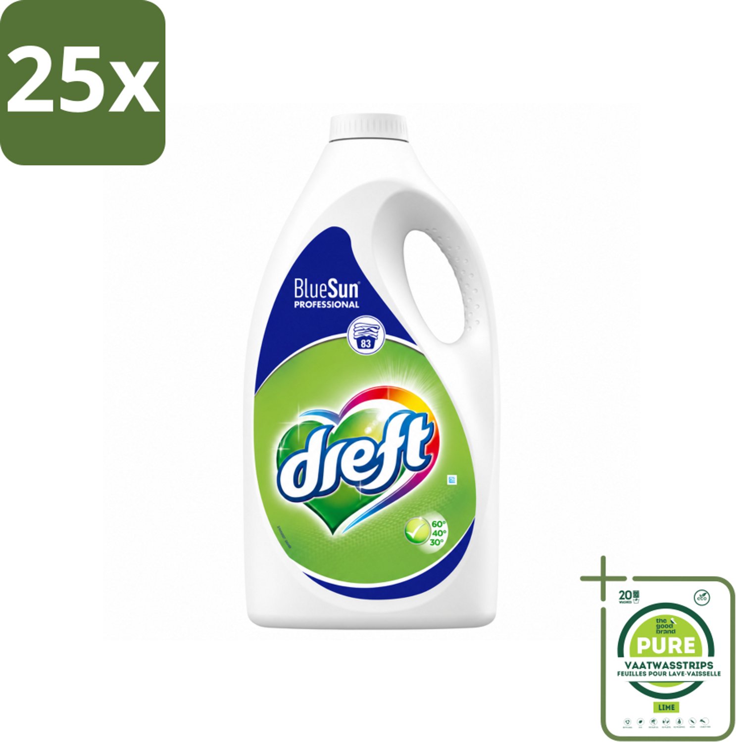 25 x Dreft - Vloeibaar Wasmiddel - Professional - Voor dagelijks gebruik - 83 Wasbeurten - Grootverpakking - Vaatwasstrips - Wasmiddel - Vlekverwijdering - Waskracht - Wasmachine - Wasbeurt