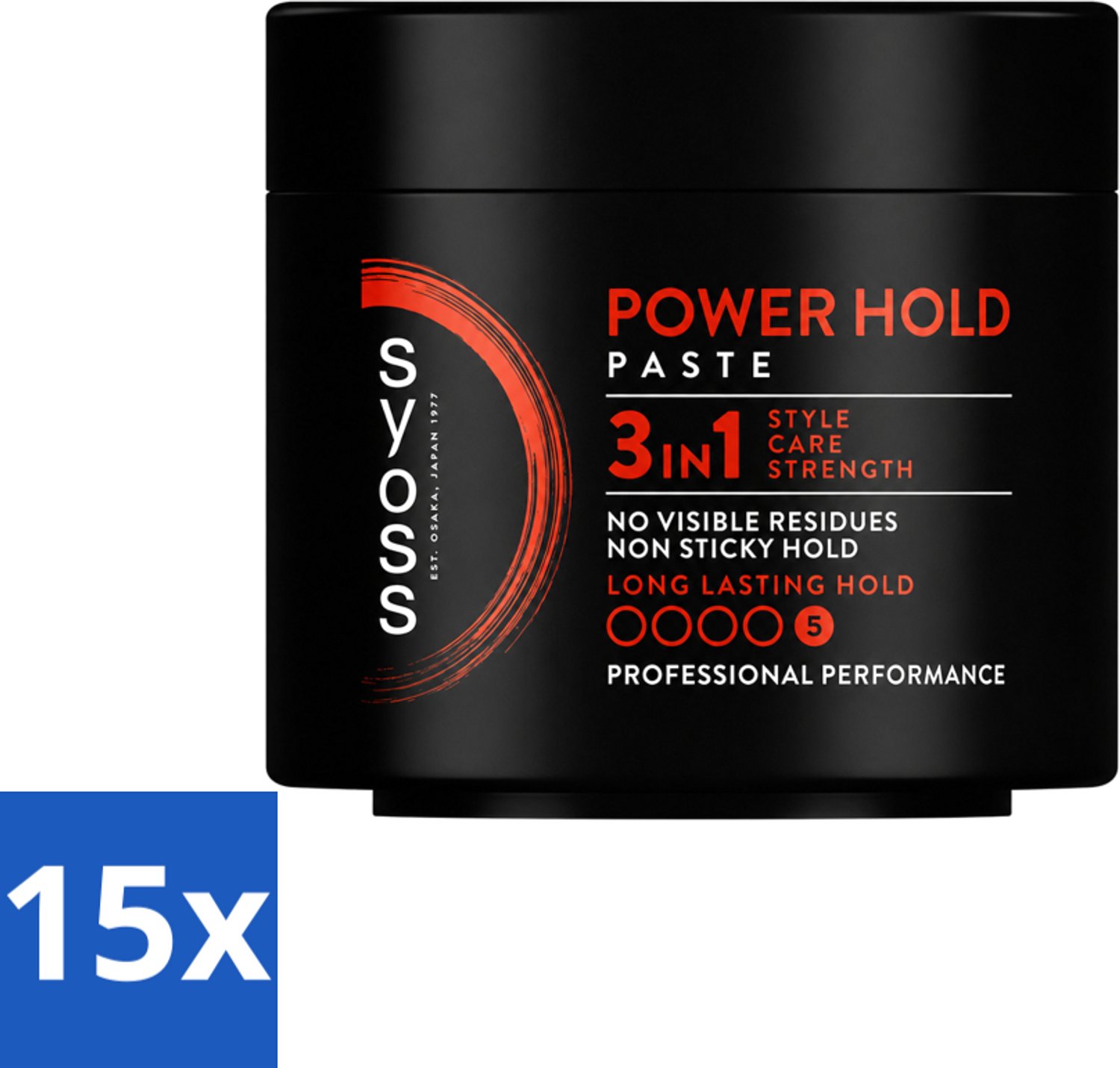 15 x SYOSS - Power hold 150 ml - Haarpaste - Sterke Fixatie - 150ml - Voordeelverpakking - 15 stuks