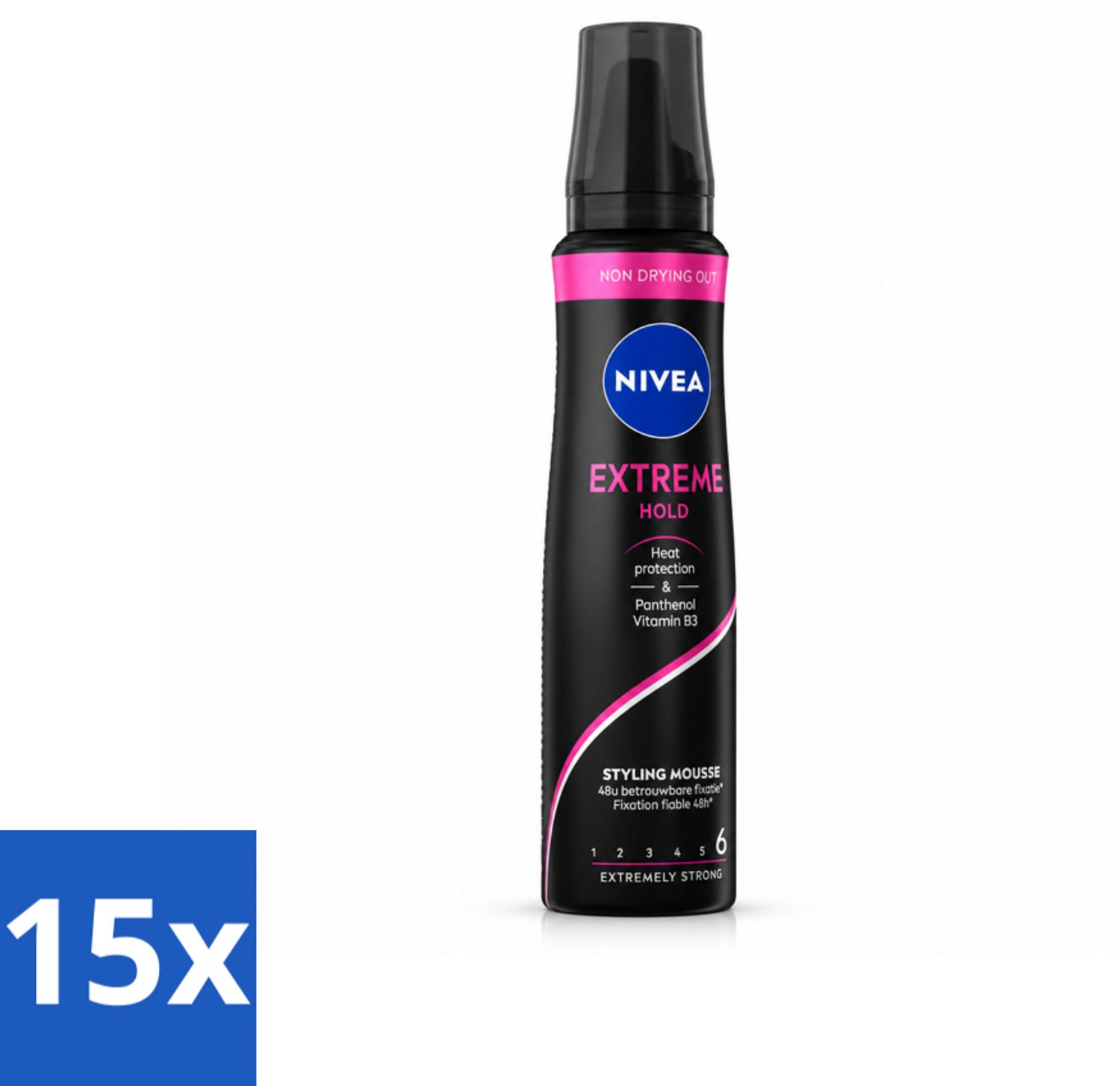 15 x NIVEA - Haarschuim - Extreme Stevigheid - 48 Uur Lang Bescherming - 150 ml - Voordeelverpakking - 15 stuks