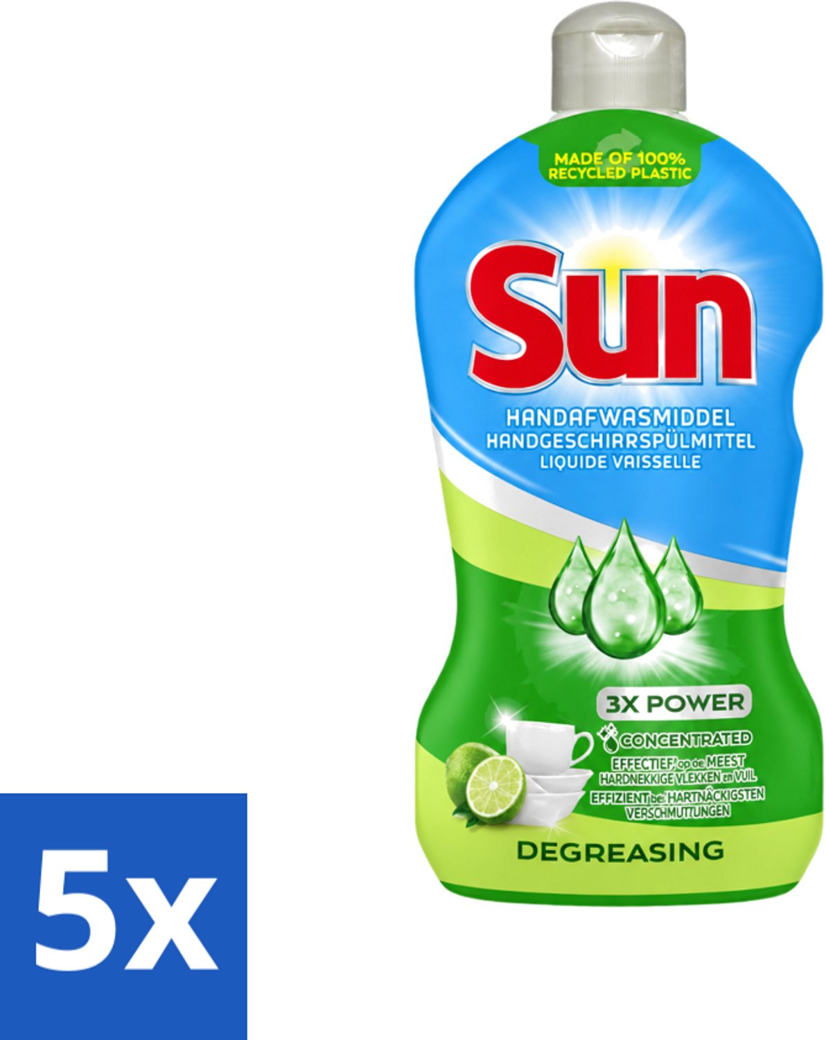 5 x Sun - Handafwasmiddel - Degreasing - Limoen - 450 ml - Voordeelverpakking - 5 stuks