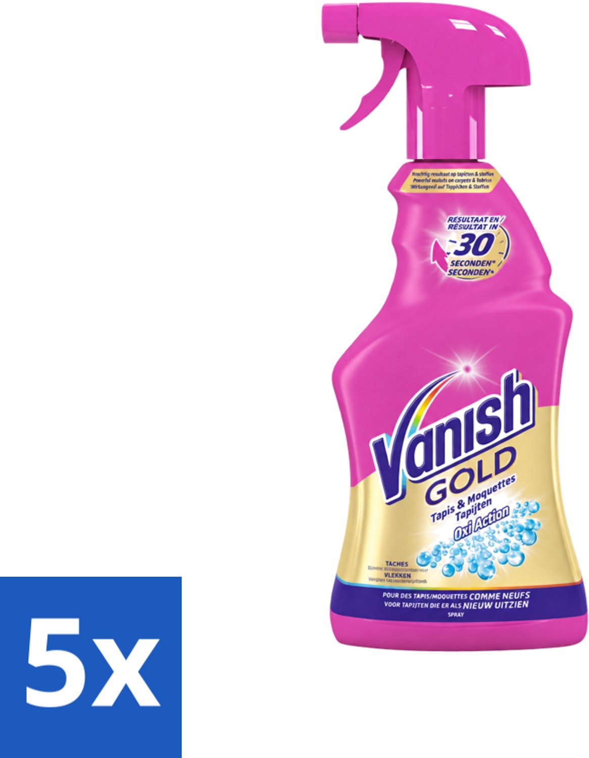 5 x Vanish Oxi Action Gold - Vlekkenverwijderaar Spray - Tapijtreiniger - 500 ml - Voordeelverpakking - 5 stuks
