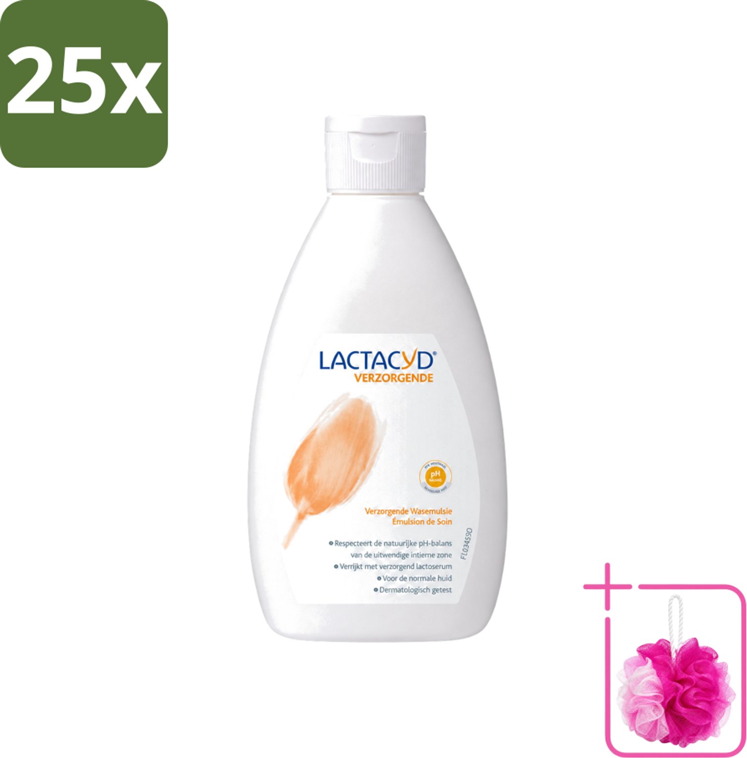 25 x Lactacyd – Verzorgende Wasemulsie – pH-vriendelijk – 300 ml - Bulkverpakking - Intieme wasemulsie - Douchemop - Milde intieme verzorging