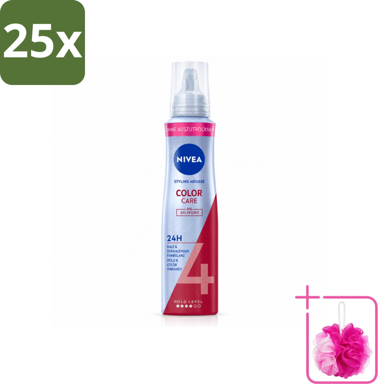25 x NIVEA – Haarmousse – Color Care & Protect – 150 ml - Bulkverpakking - Haarkleur bescherming - Douchemop - Haarmousse