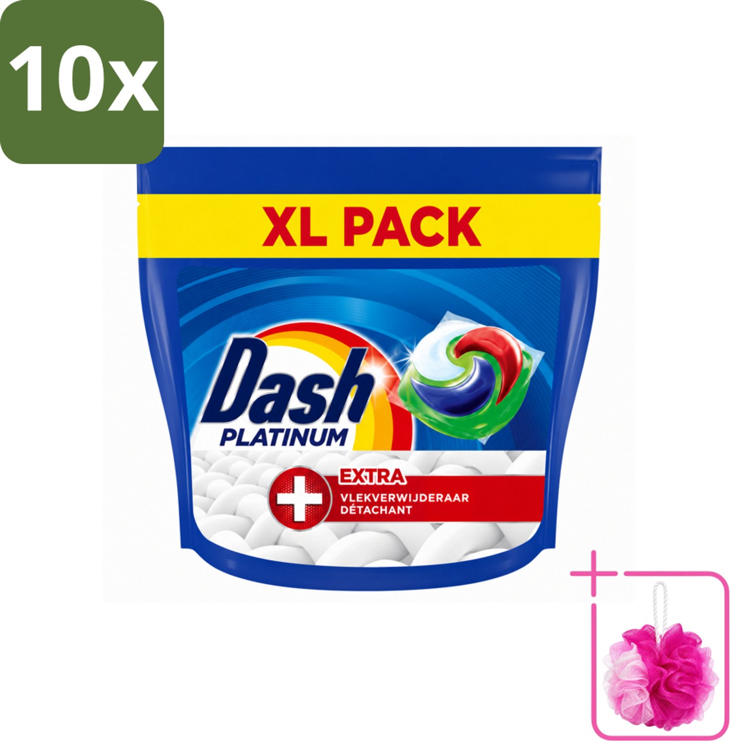 10 x Dash – Wasmiddelcapsules – 4in1 Pods + Extra Vlekkenverwijderaar – 35 capsules - Bulkverpakking - Wasmiddel - Douchemop - Vlekverwijdering