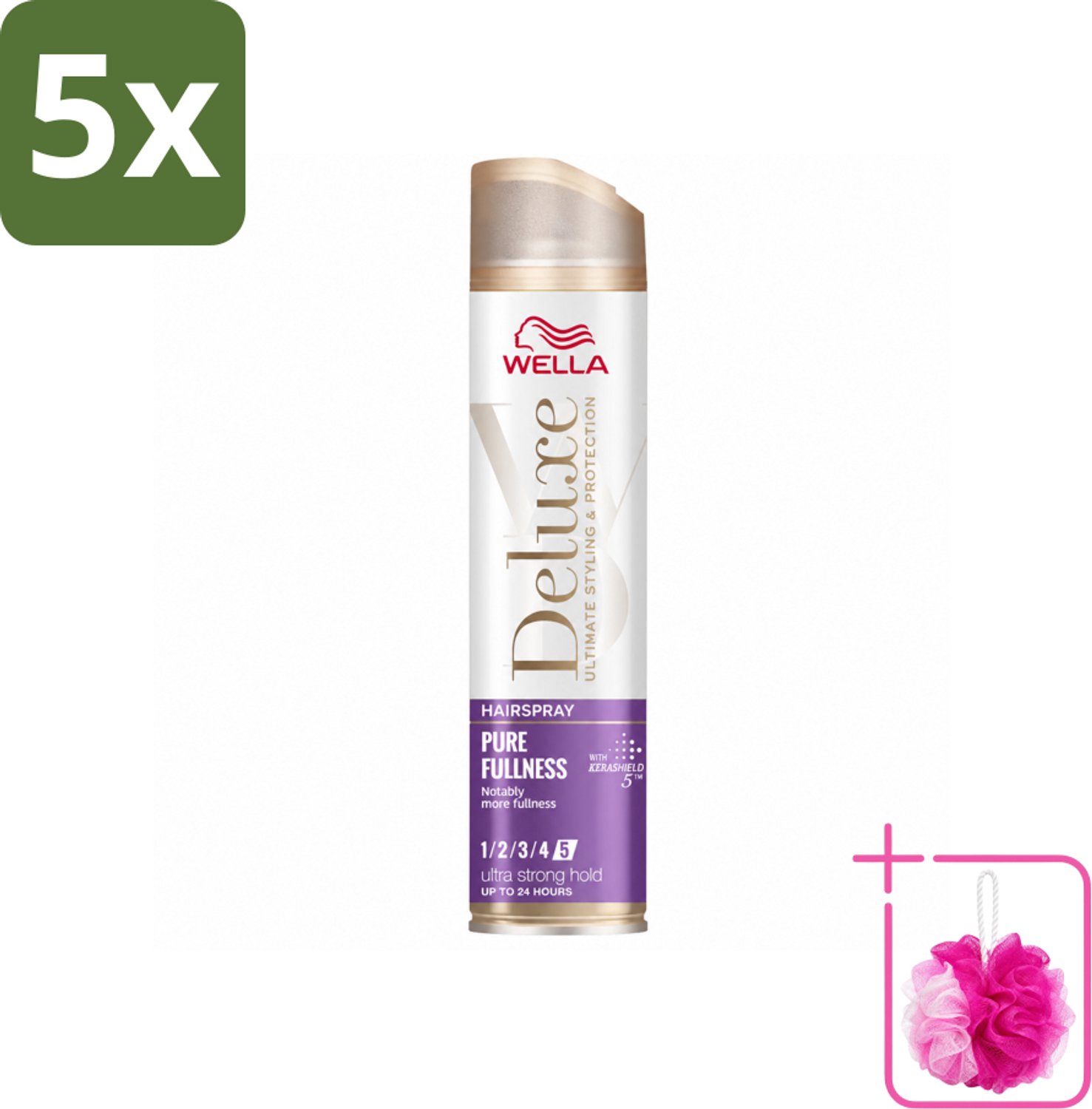 5 x Wella – Deluxe Pure Fullness – Haarspray – 250 ml - Bulkverpakking - Haarspray - Douchemop - Volume
