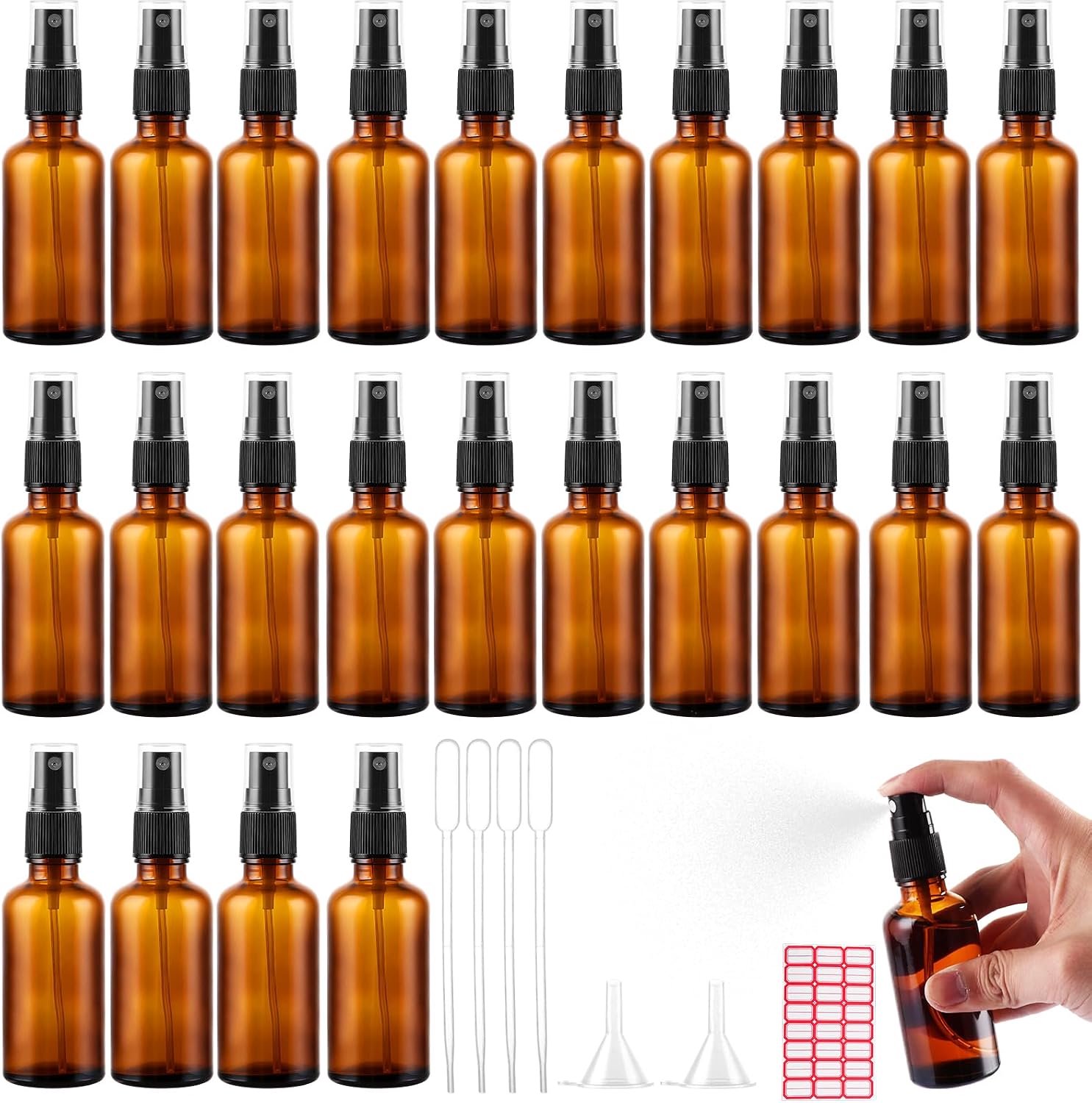 Spuitflessen, bruine glazen spuitfles met trechter en pipetten, lekvrije spuitfles, klein voor reizen en cosmetica