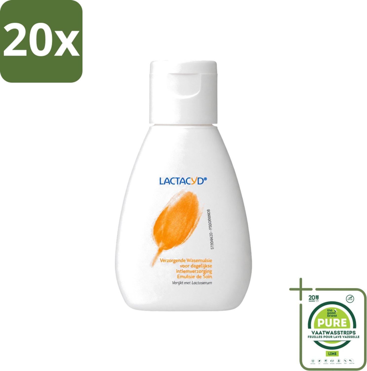 20 x Lactacyd – Verzorgend – Mild en pH-vriendelijk – 50 ml - Grootverpakking - Vaatwasstrips - Intieme Verzorging - Wasemulsie - Natuurlijke Balans - PH-vriendelijk - Droogheid