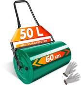 tectake® Gazonwals - 60 cm Breed - Ergonomische Grasroller - Tuinwals - Gazonrol - Graswals - Te vullen met Water of Zand - Stalen Constructie voor Perfecte Bodemafsluiting