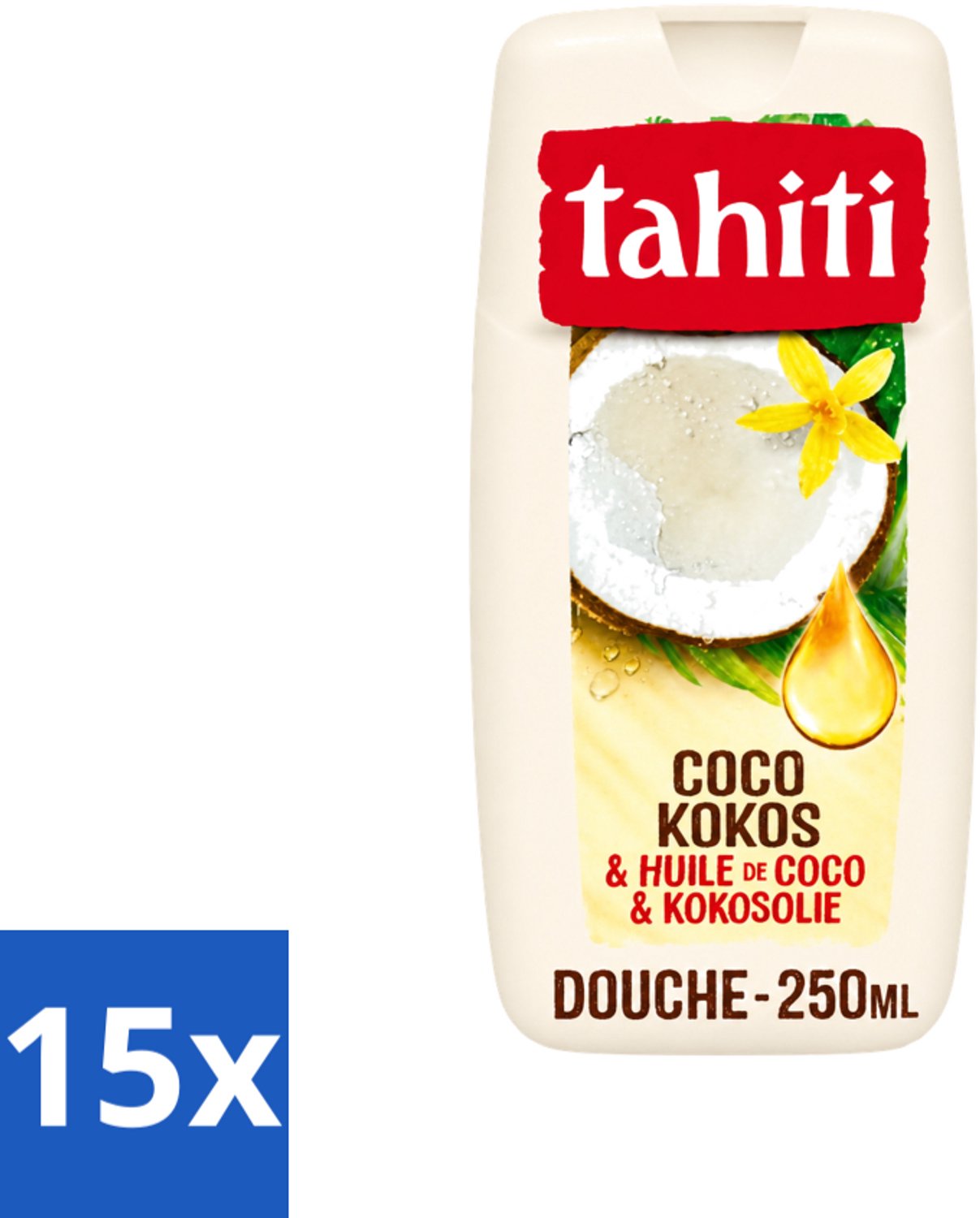 15 x Tahiti - Douchegel - Kokos & Kokosolie - Hydraterend - 250 ml - Voordeelverpakking - 15 stuks