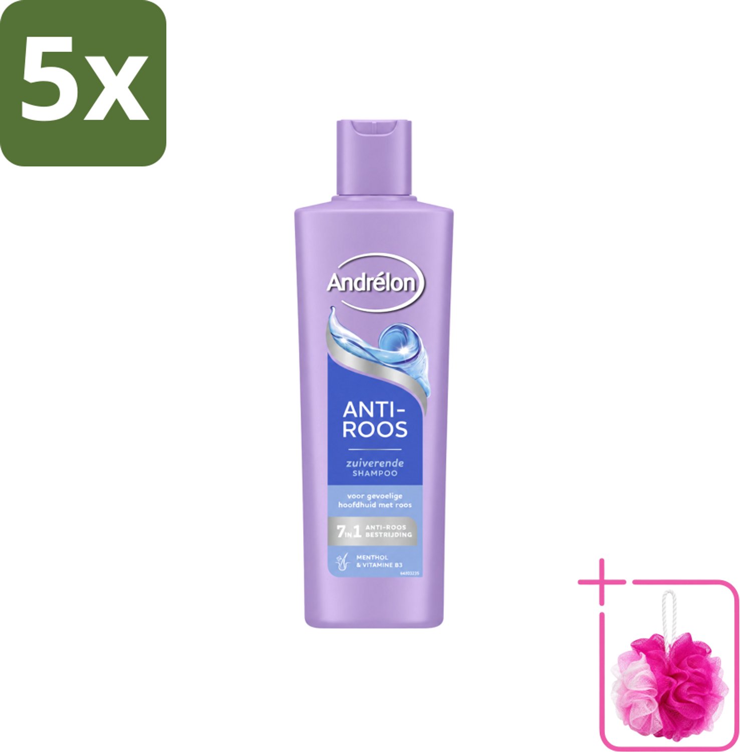 5 x Andrélon – Shampoo – Anti Roos – 250 ml - Bulkverpakking - Roos haar - Douchemop - Roos hoofdhuid