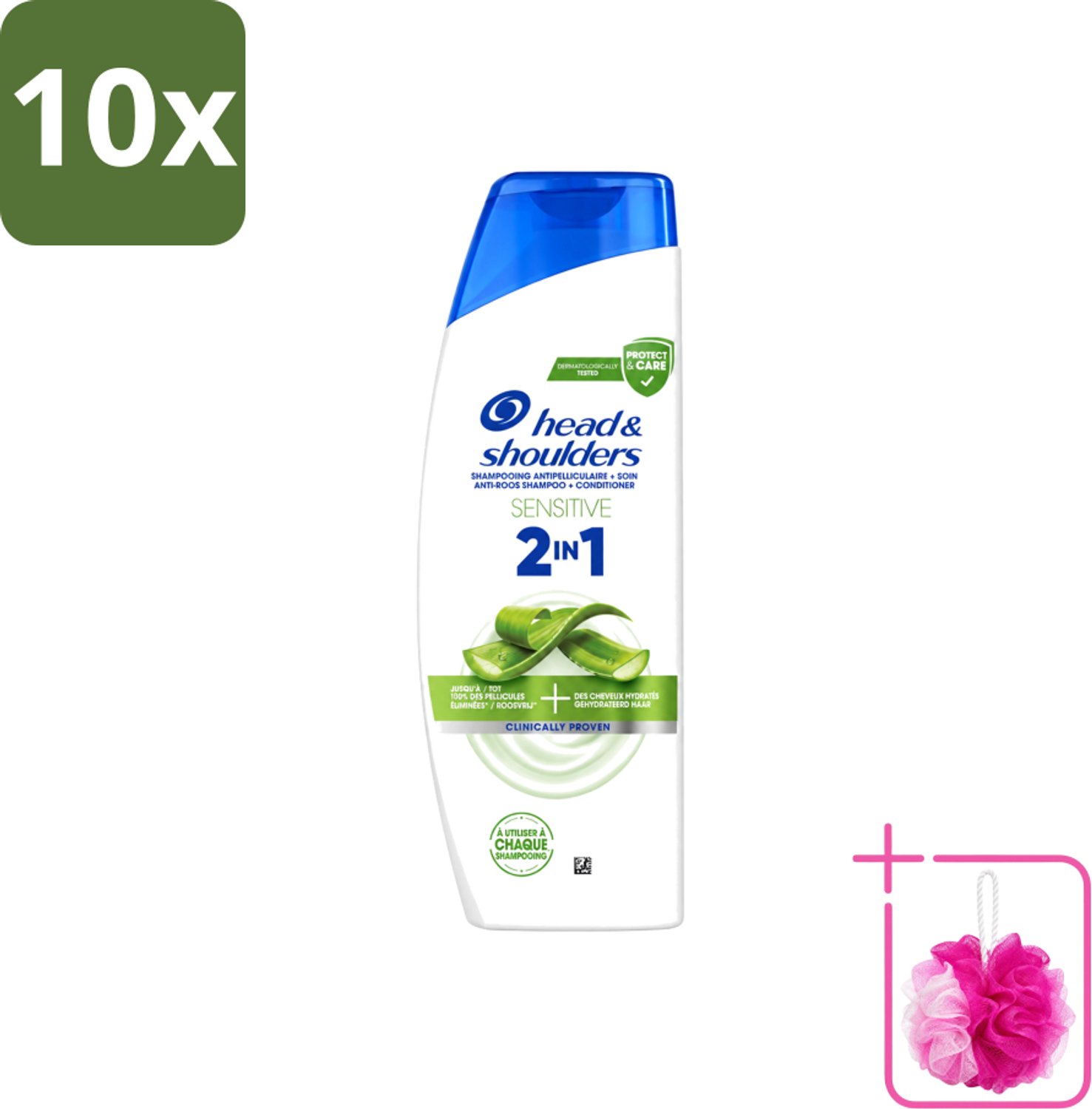 10 x Head & Shoulders – 2-in-1 – Sensitive – 300 ml - Bulkverpakking - Anti-roos shampoo - Douchemop - 2-in-1 shampoo