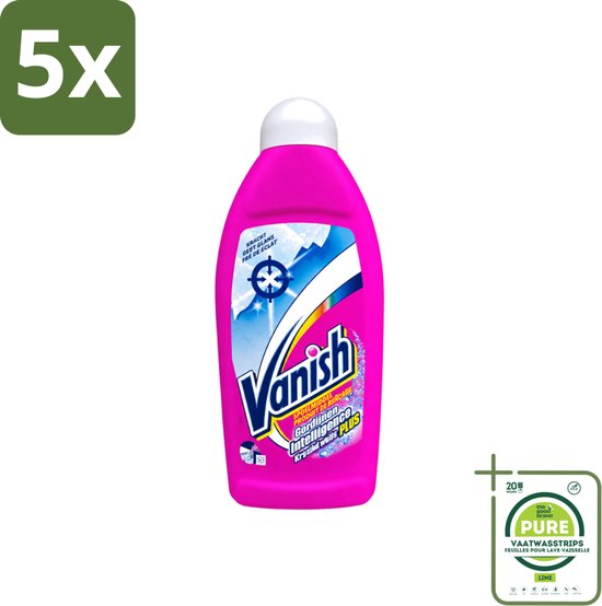 5 x Vanish Gordijnen - Kristalwit - Wasmiddel - Zonder Chloor - Witte Was - 500 ml - Grootverpakking - Vaatwasstrips - Gordijnen Reinigen - Witte Gordijnen - Wasmiddel Voor Gordijnen - Chloorloos Wasmiddel - Gordijnen Wasmiddel