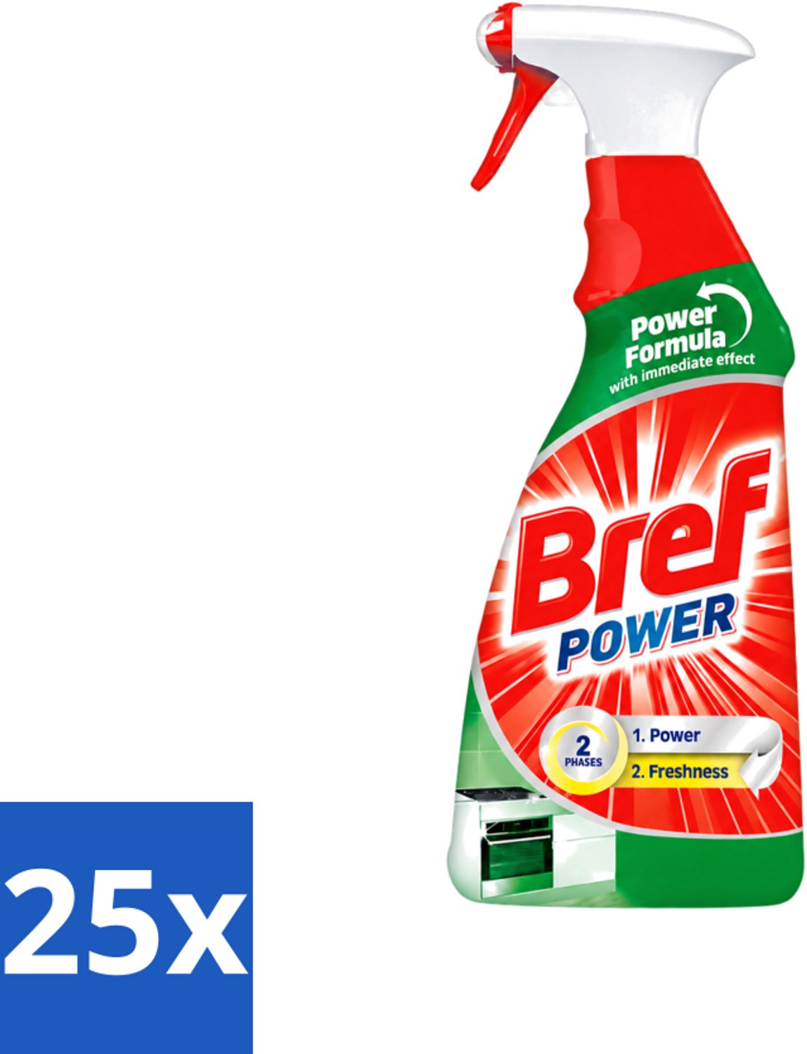 25 x Bref Power - Keukenreiniger - Spray - Ontvetter - 750 ml - Voordeelverpakking - 25 stuks