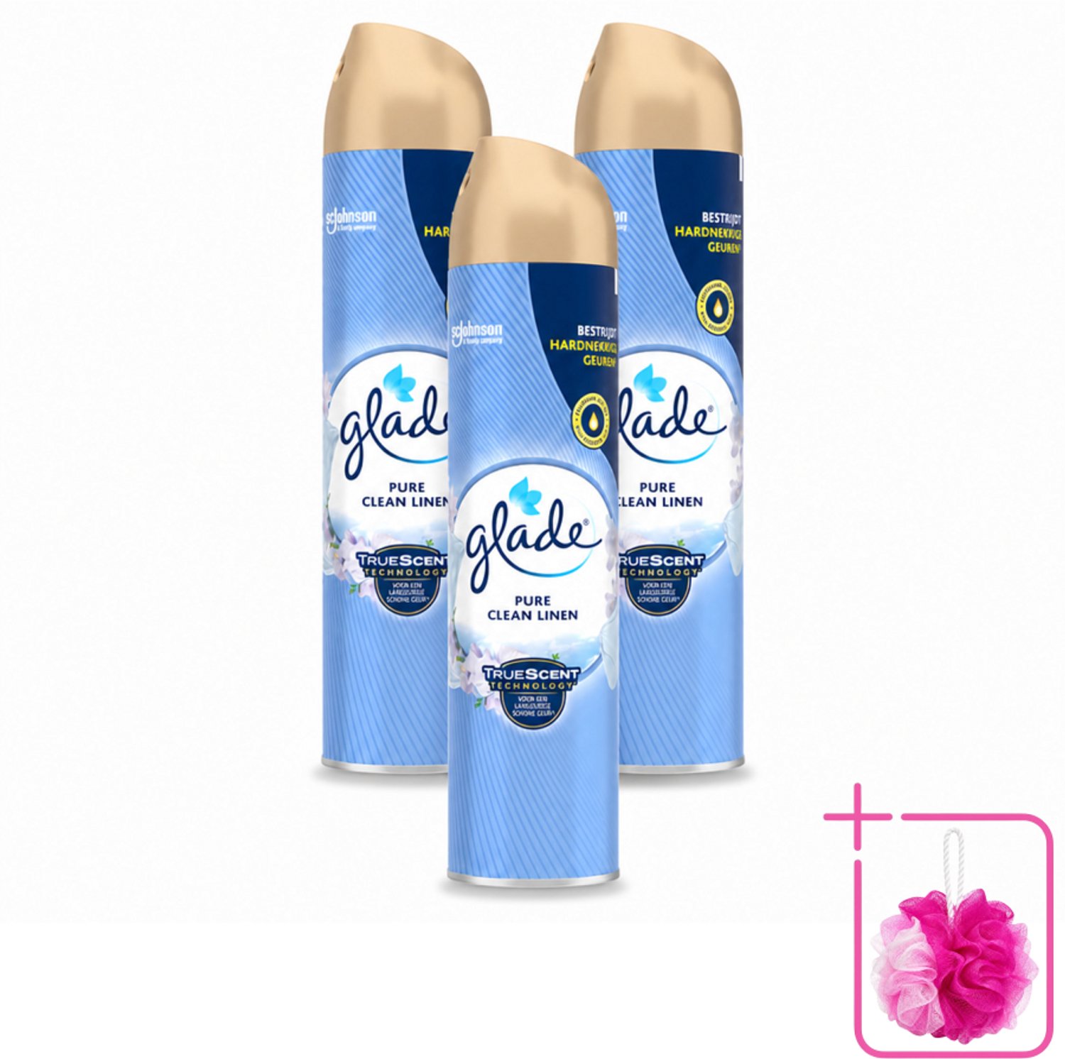 3 x Glade – Luchtverfrisser Spray – Pure Clean Linen – 300 ml - Bulkverpakking - Luchtverfrisser linnen geur - Douchemop - Frisse luchtverfrisser spray