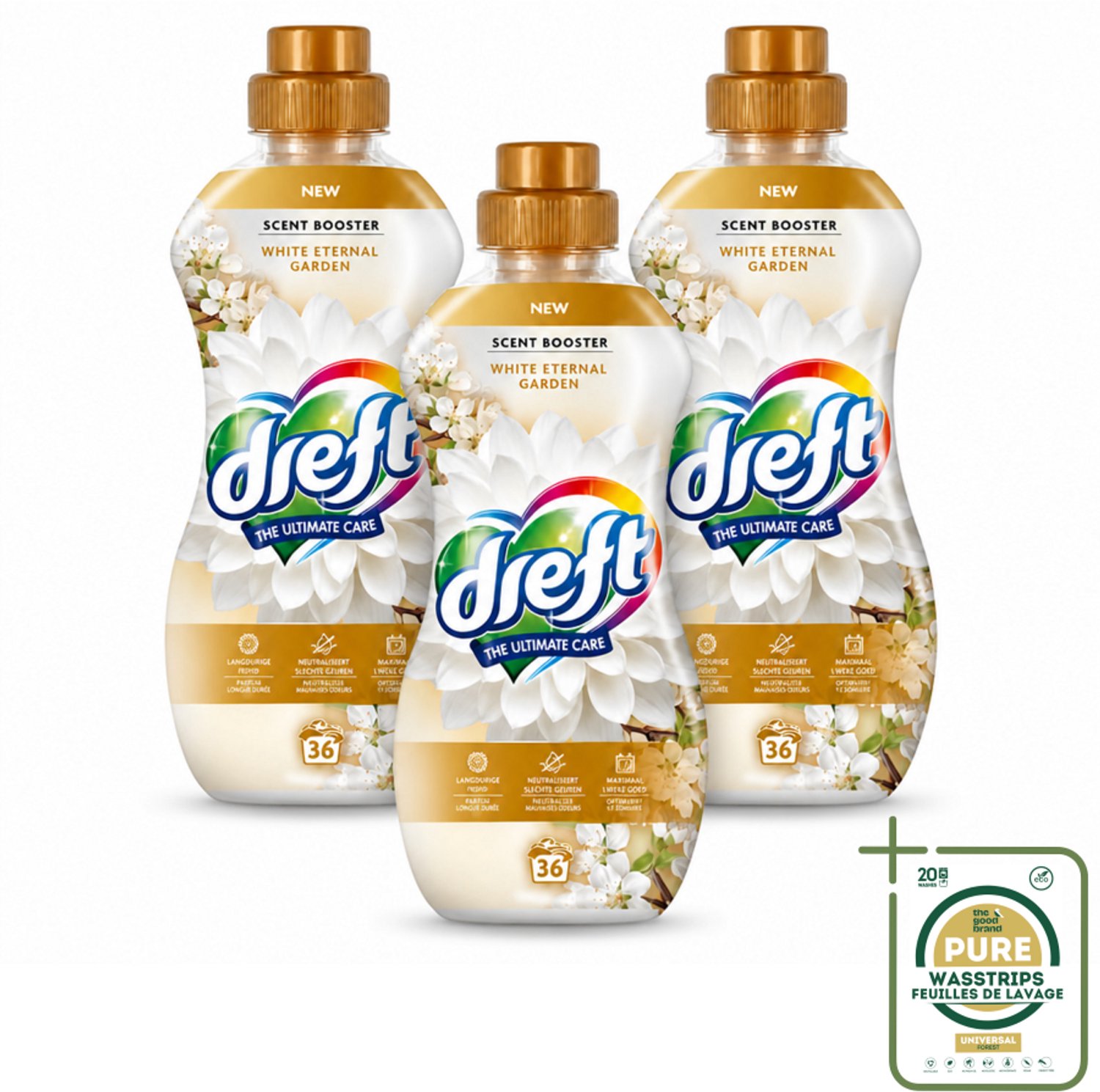 3 x Dreft – White Eternal Garden – Vloeibare Geurbooster – 720 ml – 36 wasbeurten - Wasstrips - Wasgeur - Wasgeurbooster - Frisse Geur - Wasmiddel - Wasgeurbooster Voor Kleding