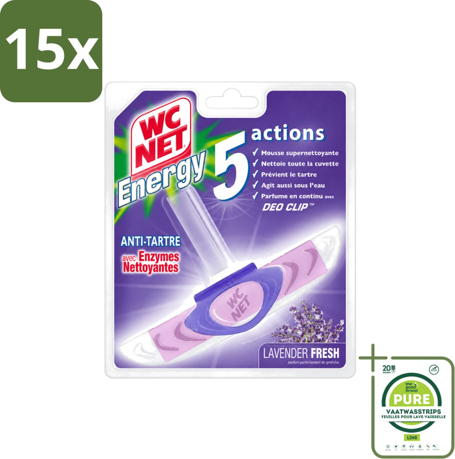 15 x WC Net - Toiletblok - Lavendel - 1 Blokje - Grootverpakking - Vaatwasstrips - Toilet Net - Toilet Reiniger - Lavendel Geur - Toilet Reinigen - Toilet Hygiëne