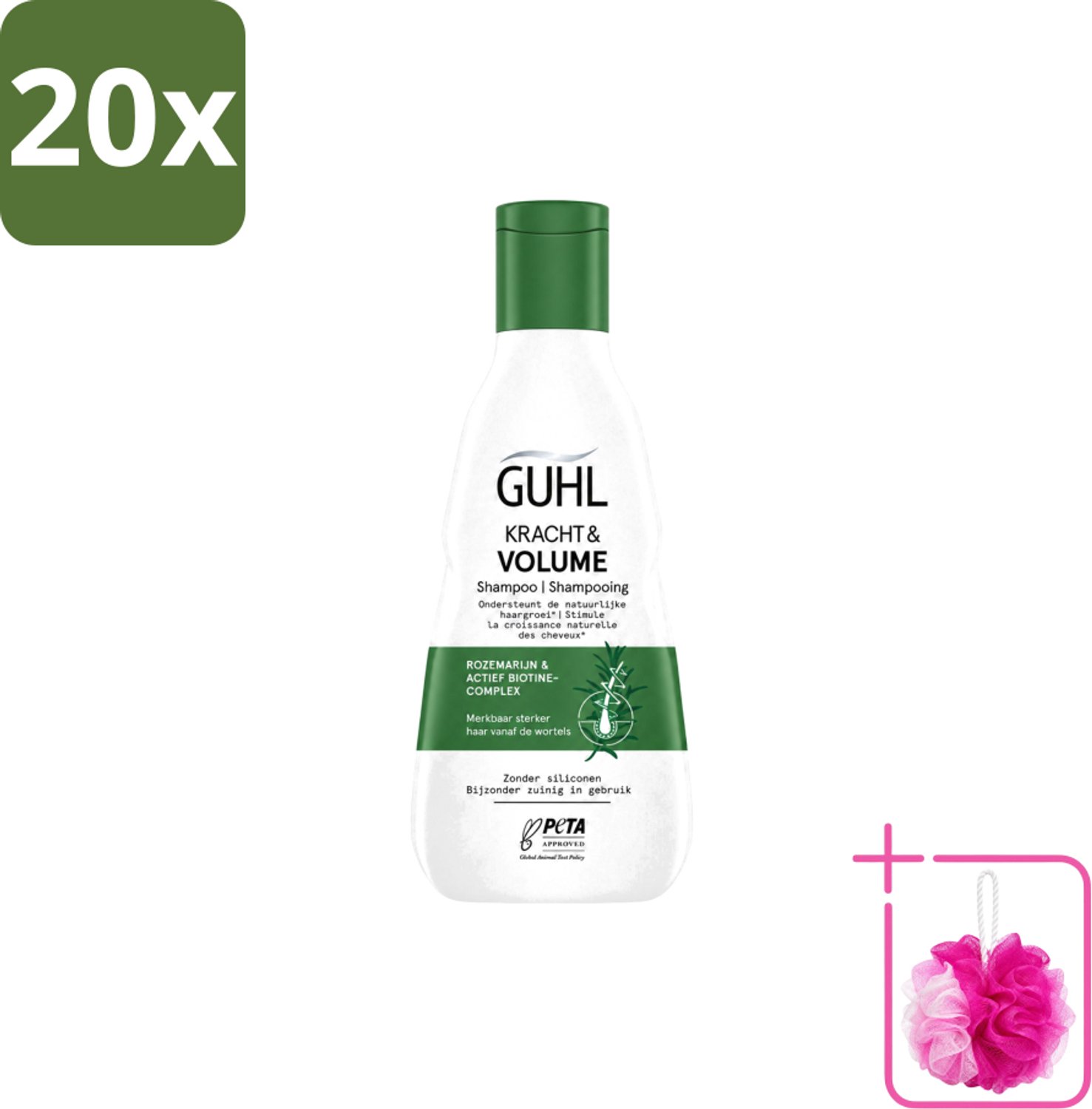 20 x Guhl – Shampoo – Kracht & Volume – 250 ml - Bulkverpakking - Krachtige shampoo - Douchemop - Volume shampoo
