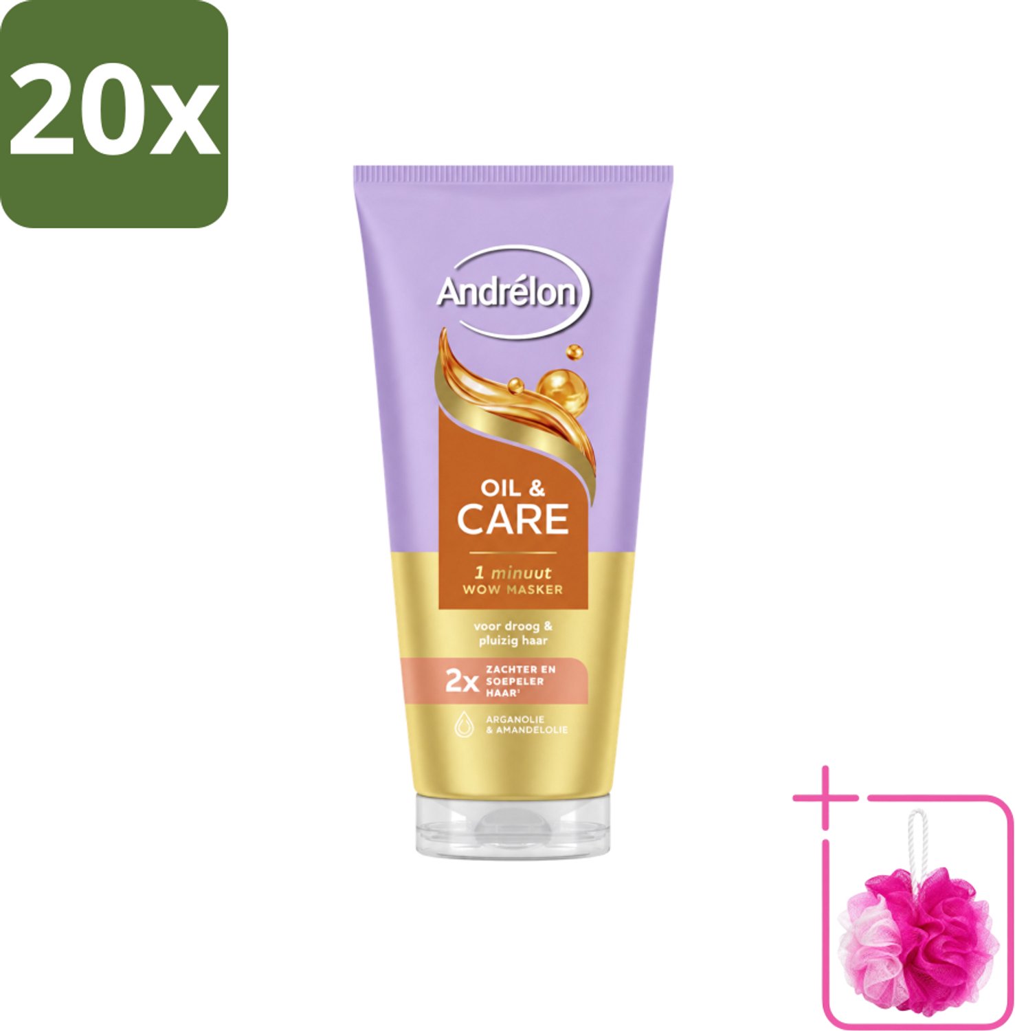 20 x Andrélon – Haarmasker WOW – Oil & Care – 180 ml - Bulkverpakking - Haarmasker - Douchemop - Haar verzorging