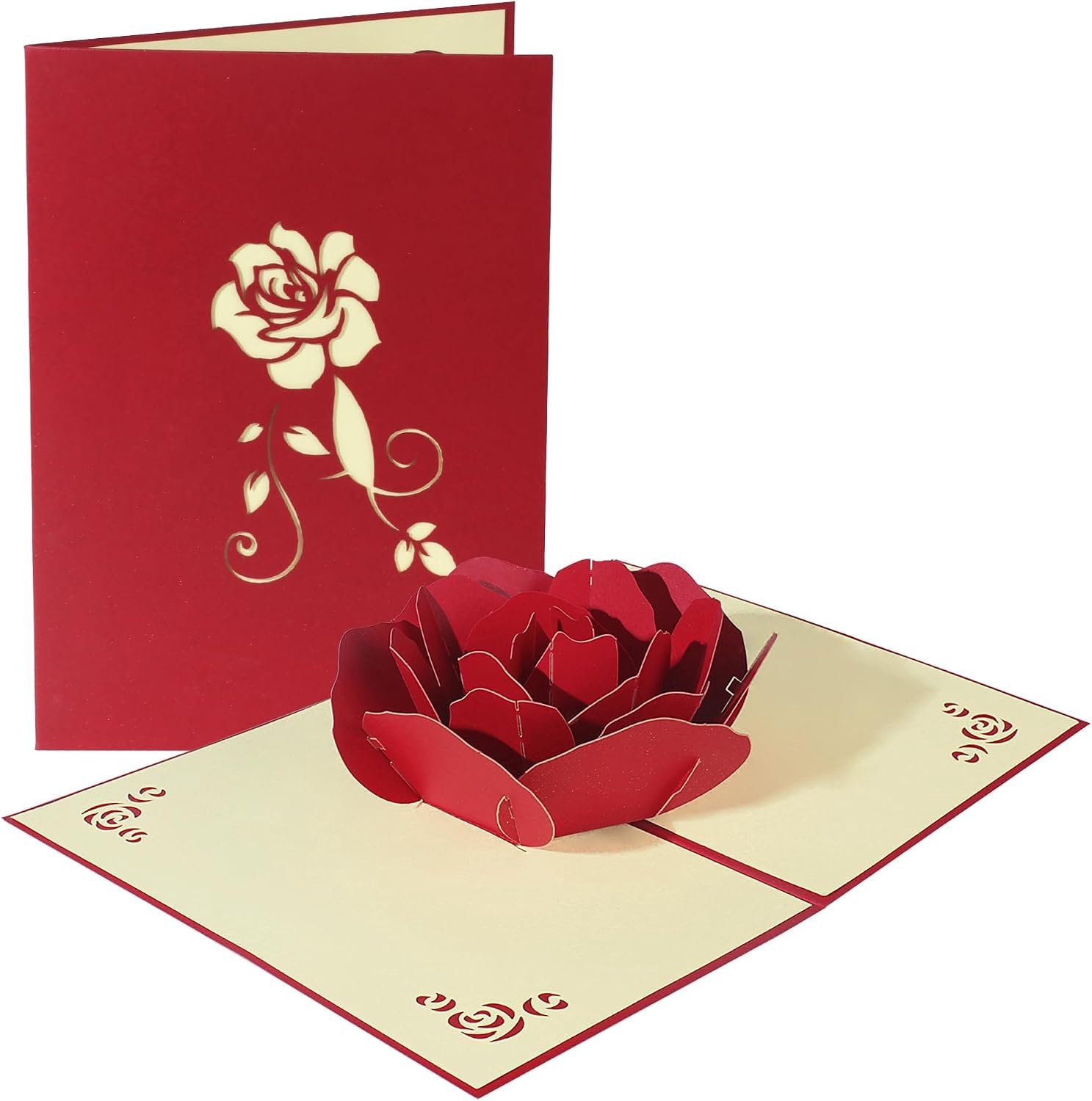 3D rozen wenskaart, 3D pop-up Valentijnskaart met envelop, voor Valentijnsdag, bruiloften en Moederdag