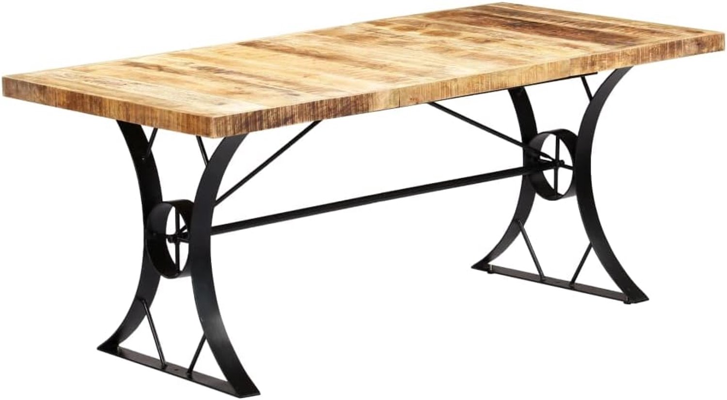 Mangohout eettafel 180 x 90 x 76 cm met stalen frame en industrieel design voor keuken en eetkamer | robuust tafelblad van massief hout | handgemaakte retro look