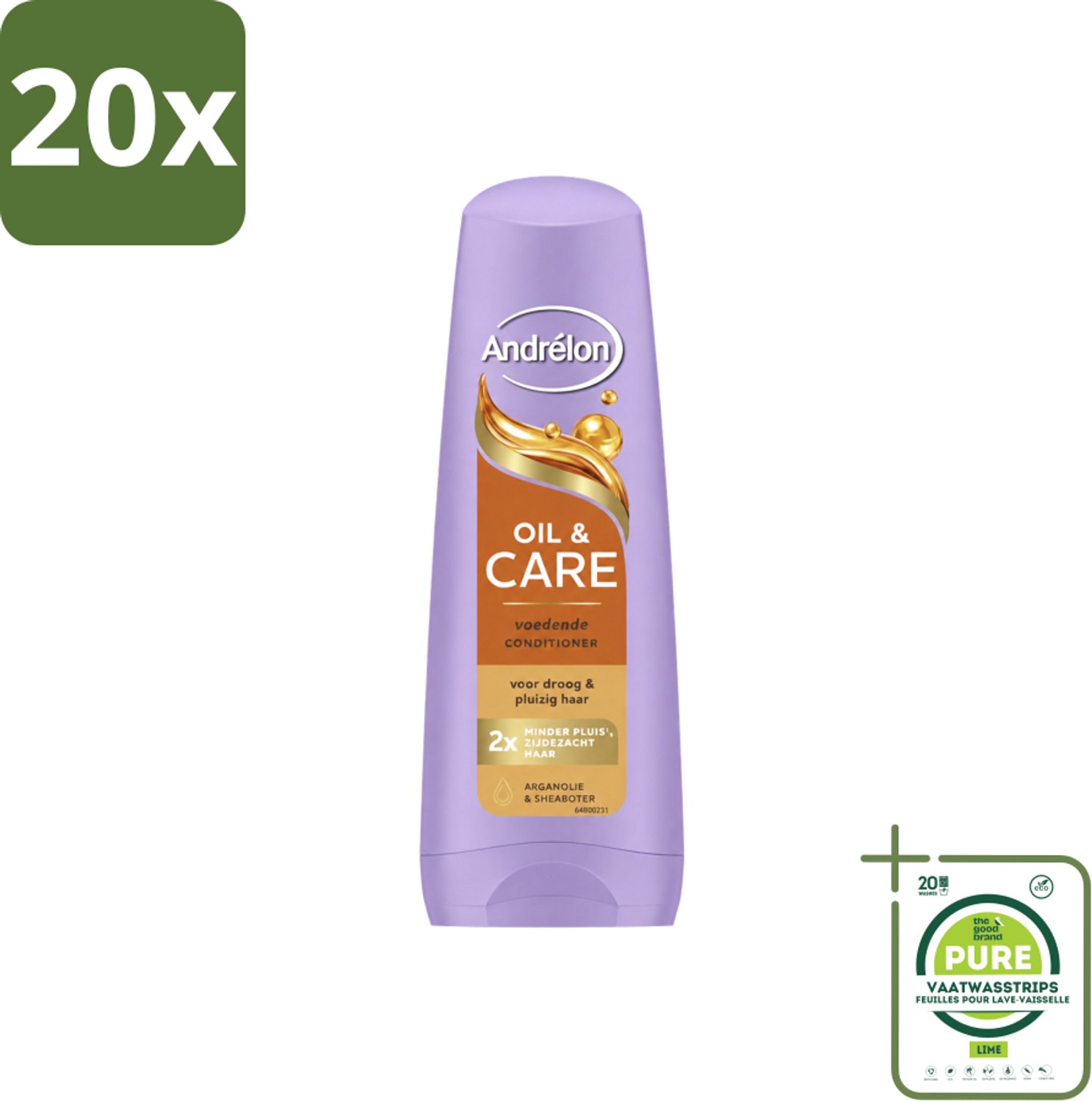 20 x Andrélon – Conditioner – Oil & Care – 200 ml - Grootverpakking - Vaatwasstrips - Droog Haar - Pluis Haar - Haarvoeding - Haarverzorging - Arganolie