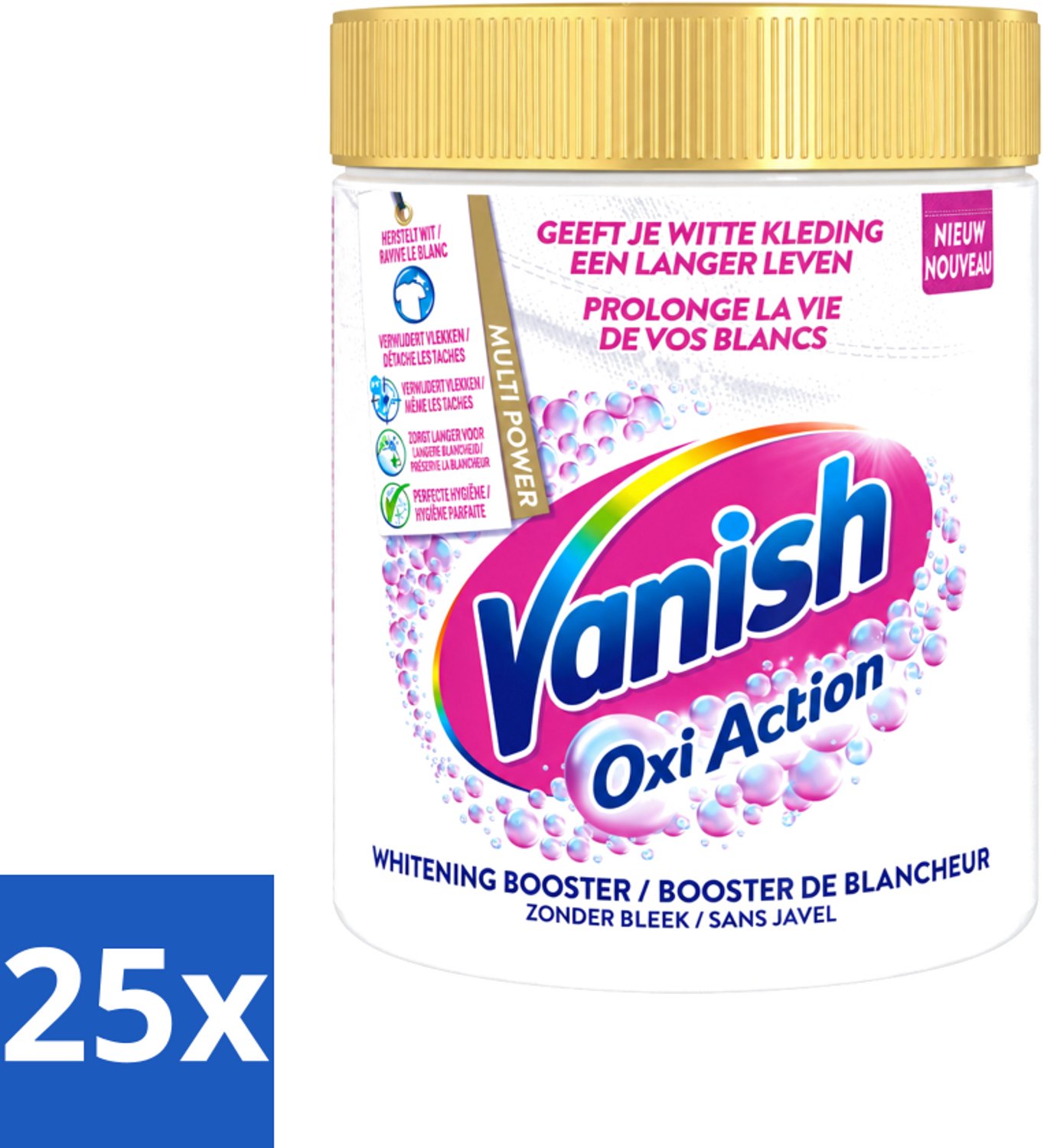 25 x Vanish Oxi Action - Vlekkenverwijderaar Poeder - Zonder Bleek - Witte Was - 550 Gram - Voordeelverpakking - 25 stuks