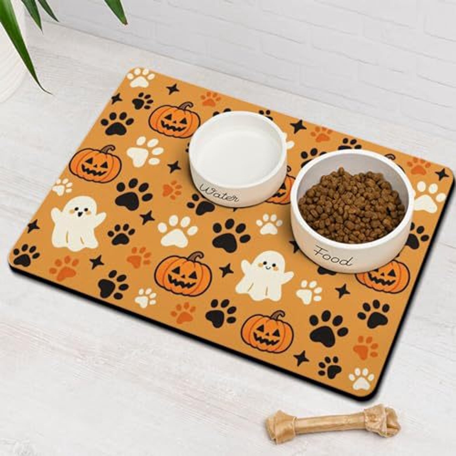 Huisdiermat – Voermat voor honden – Absorberende mat – Mat voor voer- en drinkbakken – Sneldrogend (houdt de voerplek droog en schoon) – Antislip – Eenvoudig dagelijks te reinigen (veeg het oppervlak simpelweg af met een vochtige doek)-40 x 50 cm