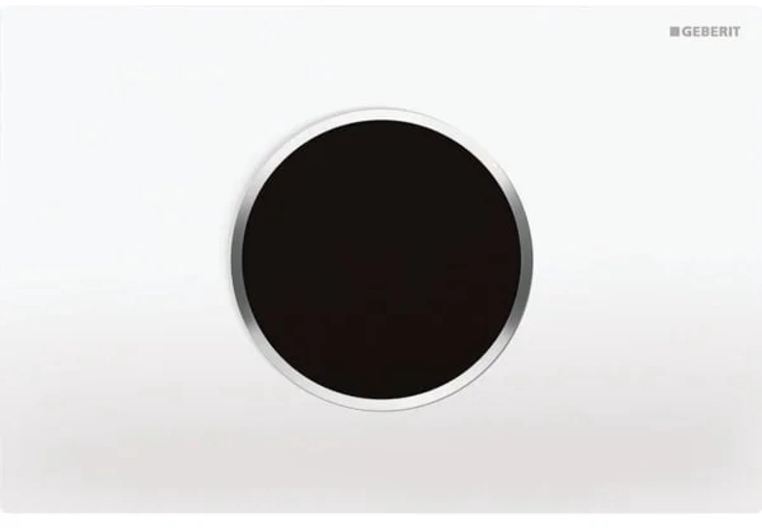 Geberit Sigma10 bedieningsplaat, rond, voor wc-bediening met elektronische spoelactivering: plaat: alpinewit / glanzend, designring: chroom / glanzend, 242782KJ1